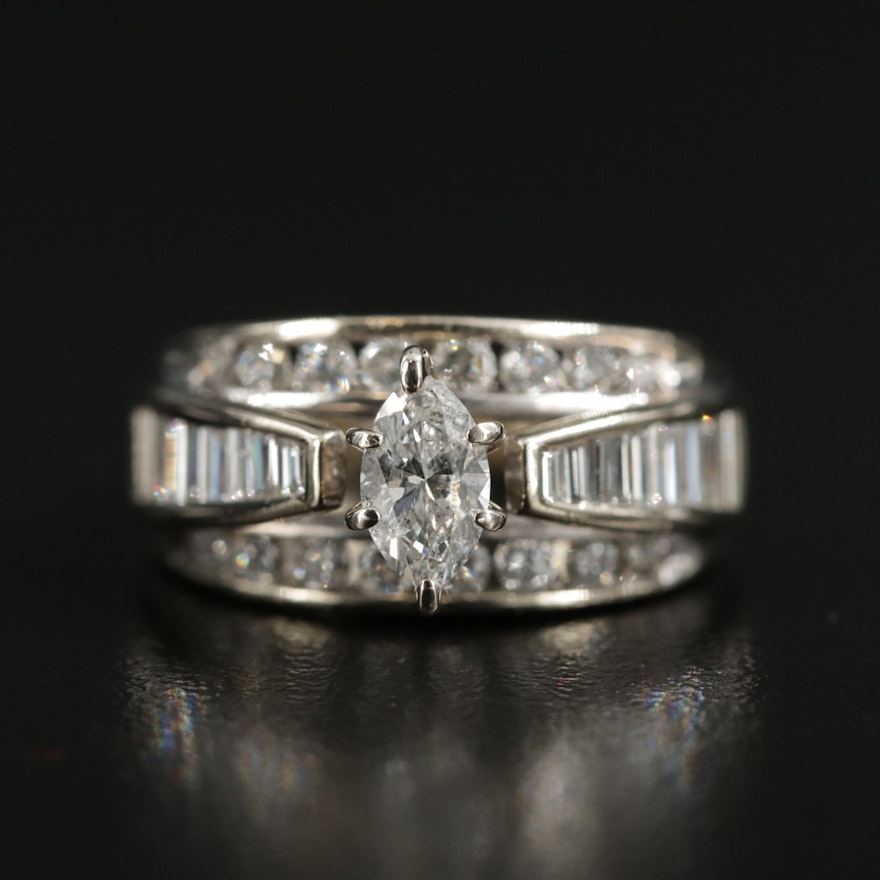 14K White Gold 1.53 CTW Diamond Ring