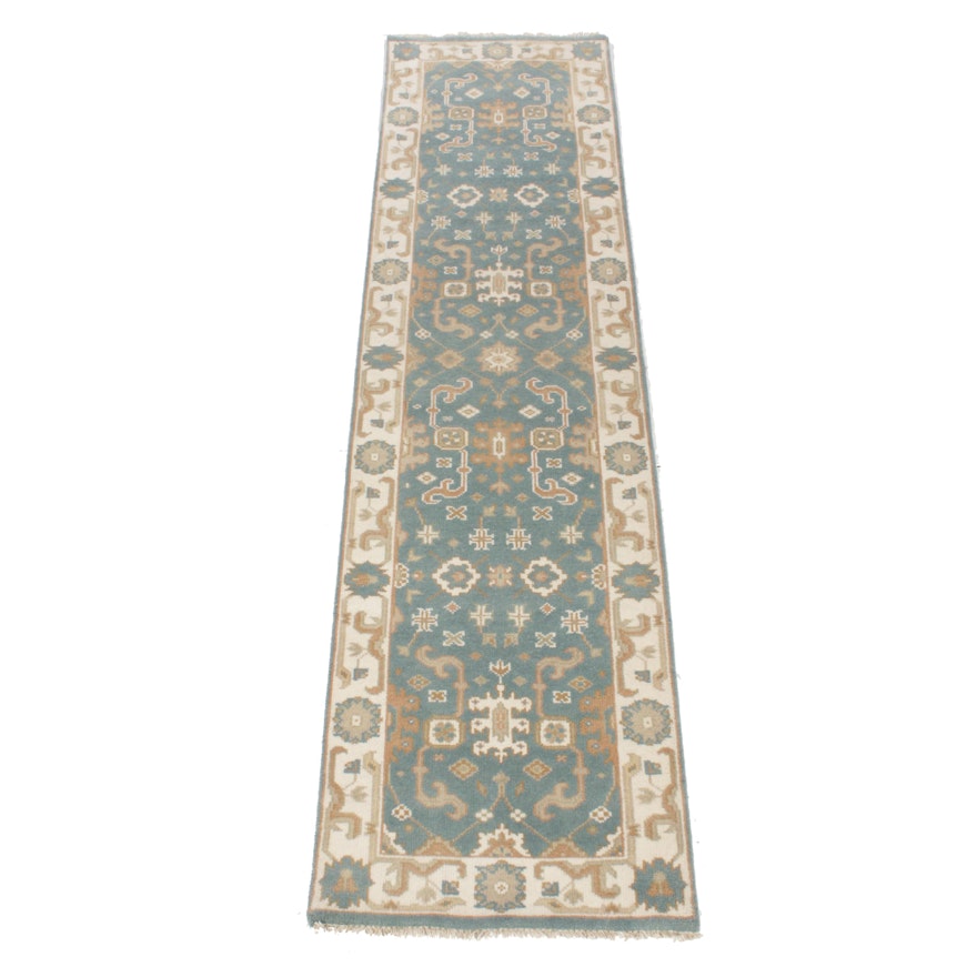 2'7 x 9'11 Hand-Knotted Indo-Turkish Oushak Runner