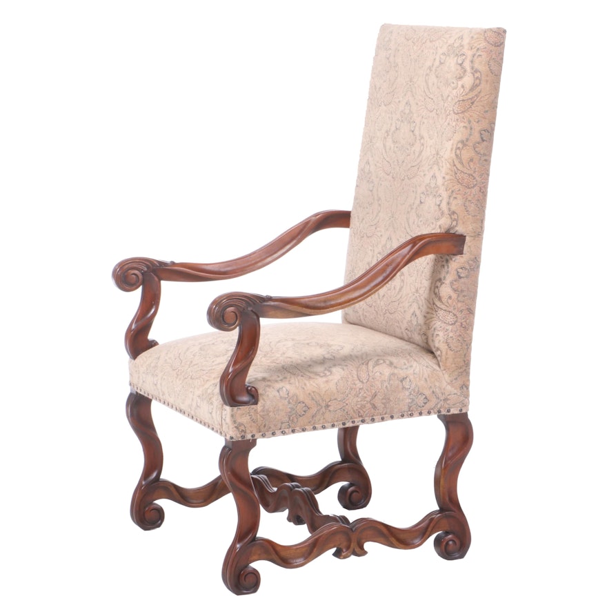 Louis XIII Style Carved Walnut Fauteuil