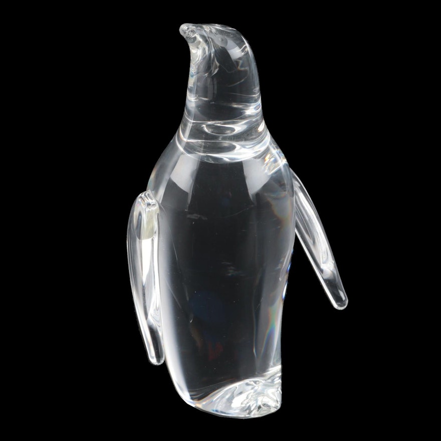 Steuben Art Glass "Penguin" Figurine Designed by George Thompson, Mid-Century