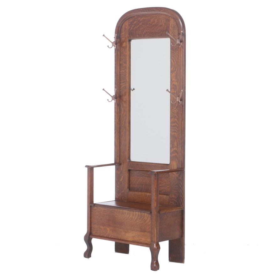 American Oak Hall Stand, Late 19th/Early 20th Century