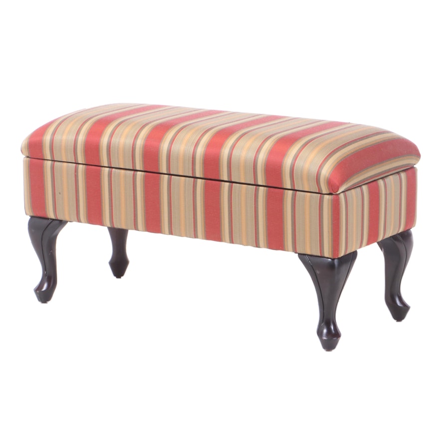 Queen Anne Style Upholstered Lift-Seat Storage Bench