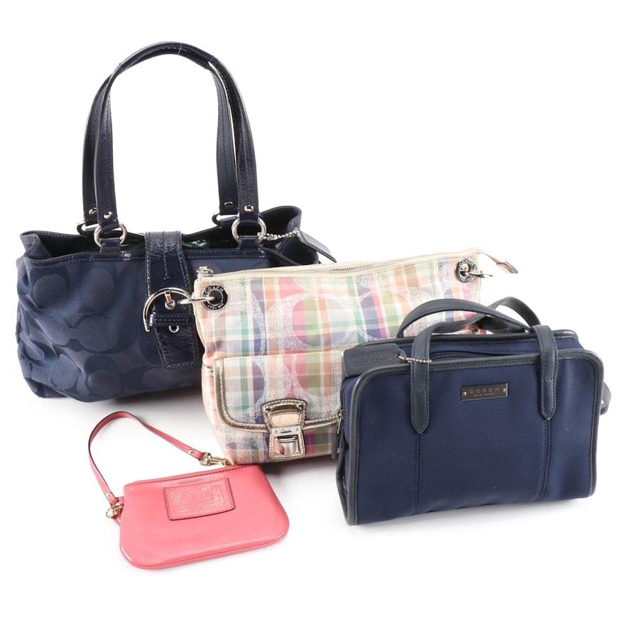 Coach Poppy Madras, Soho Carryall, Neoprene Shoulder Bags and Leather Pouch