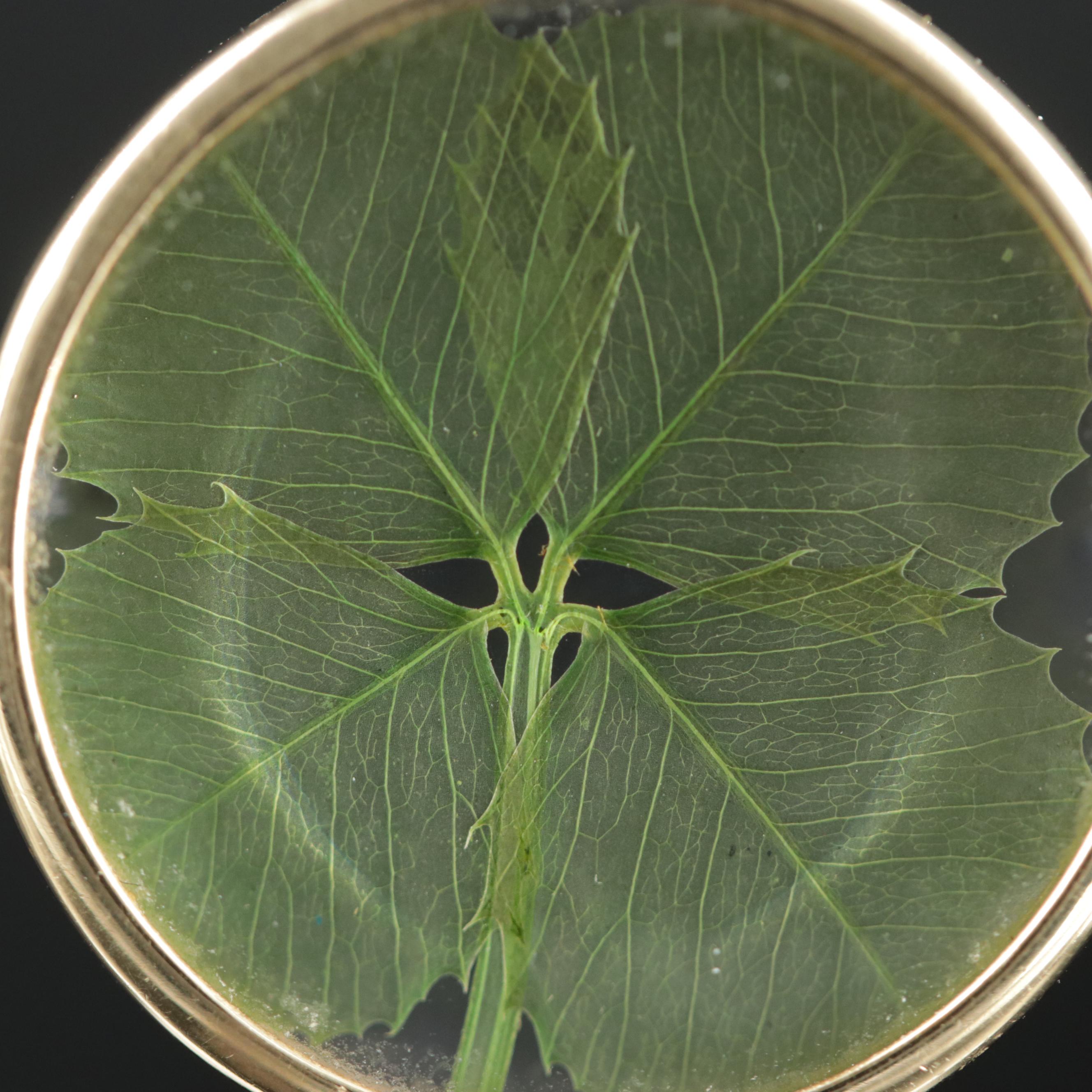 14K Yellow Gold Encased Four Leaf Clover Pendant