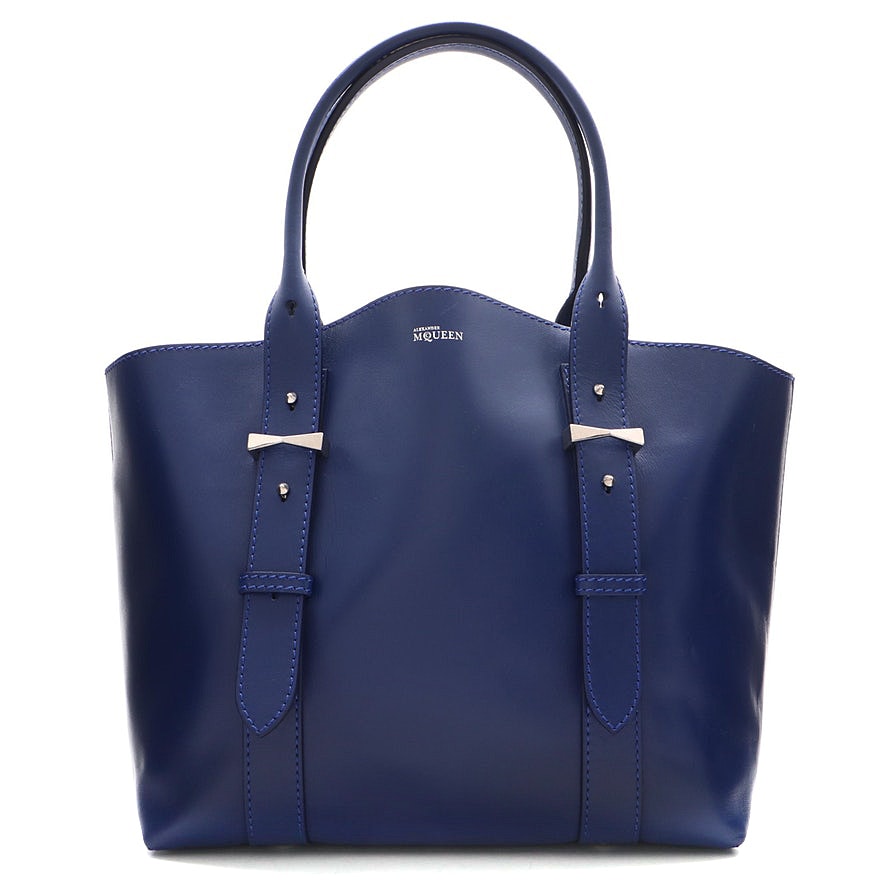Alexander McQueen Blue Leather Medium Legend Tote Bag