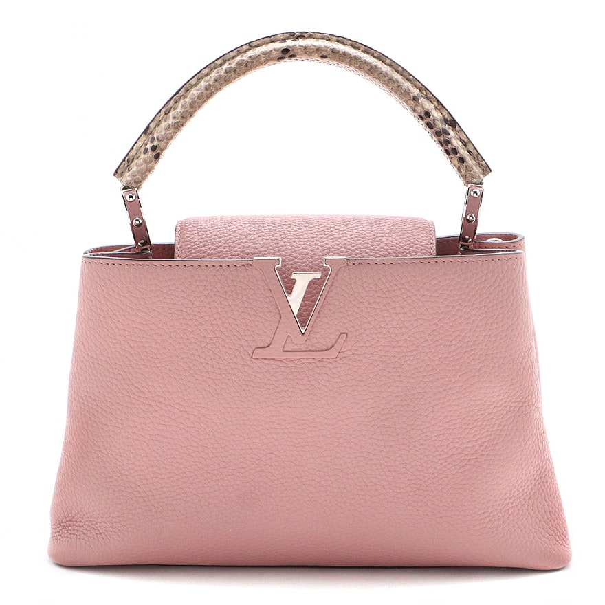 Louis Vuitton Pink Taurillon Leather and Ayers Snakeskin Capucines PM Handbag