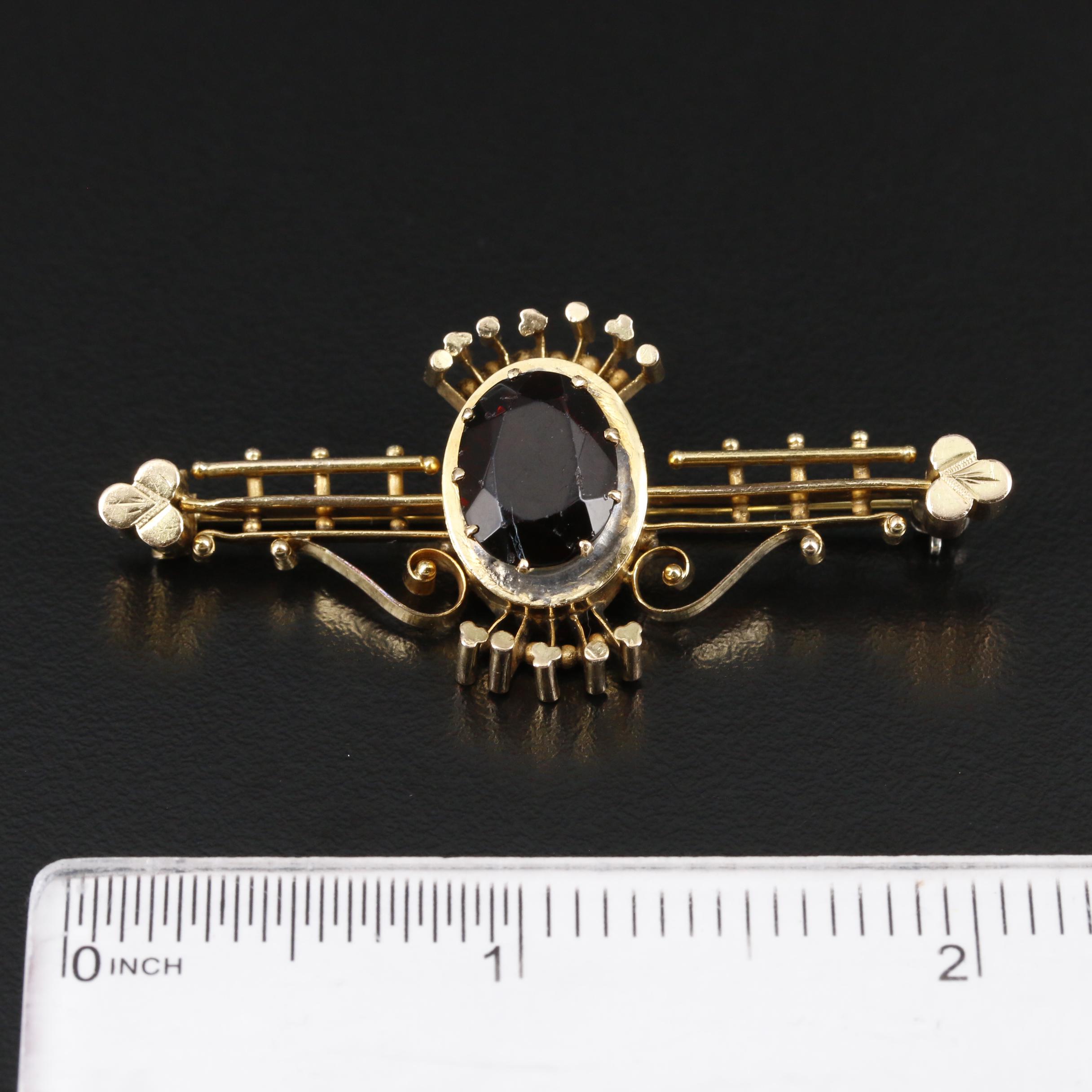 Mid-Victorian Red Glass Dangle Earrings and Bar Brooch