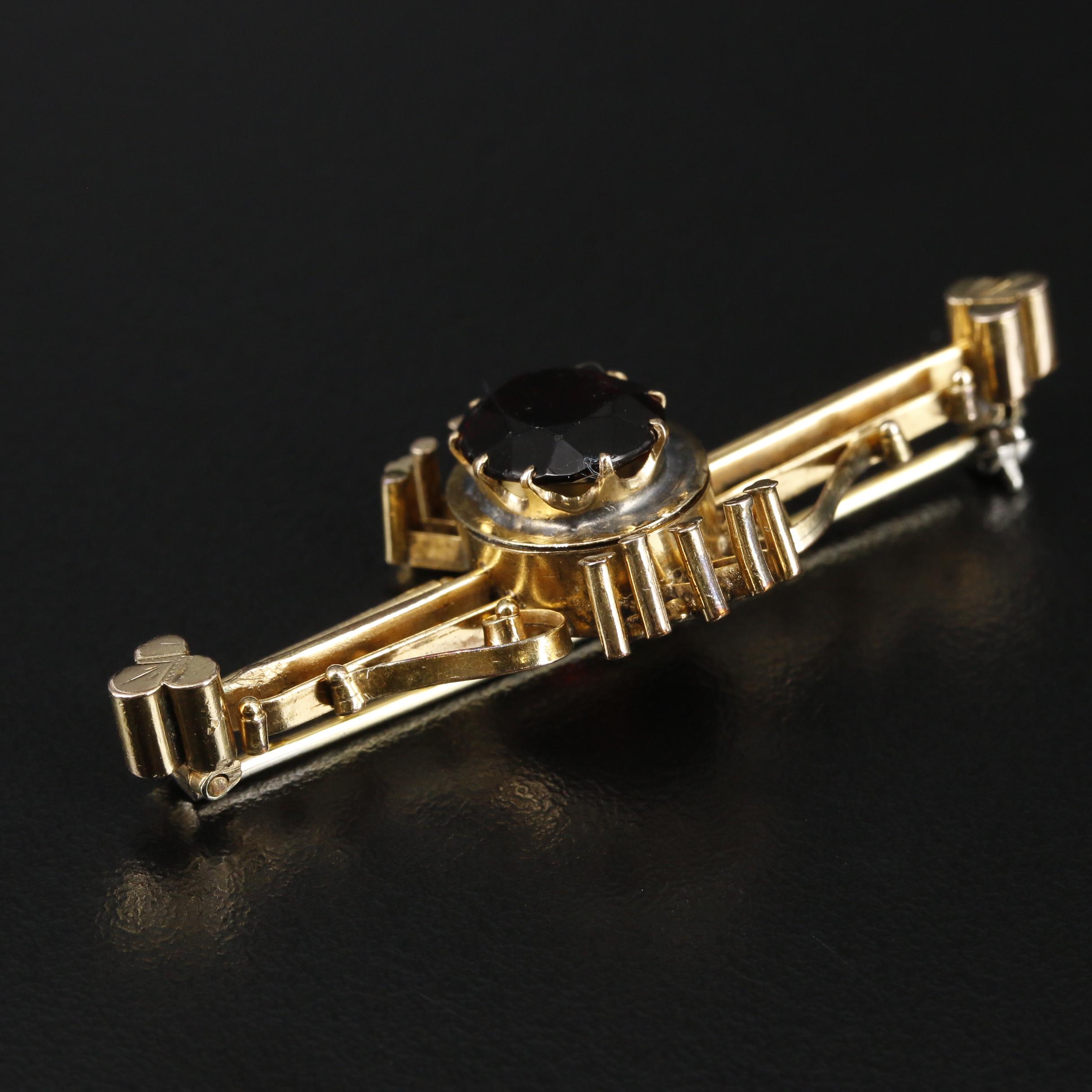 Mid-Victorian Red Glass Dangle Earrings and Bar Brooch