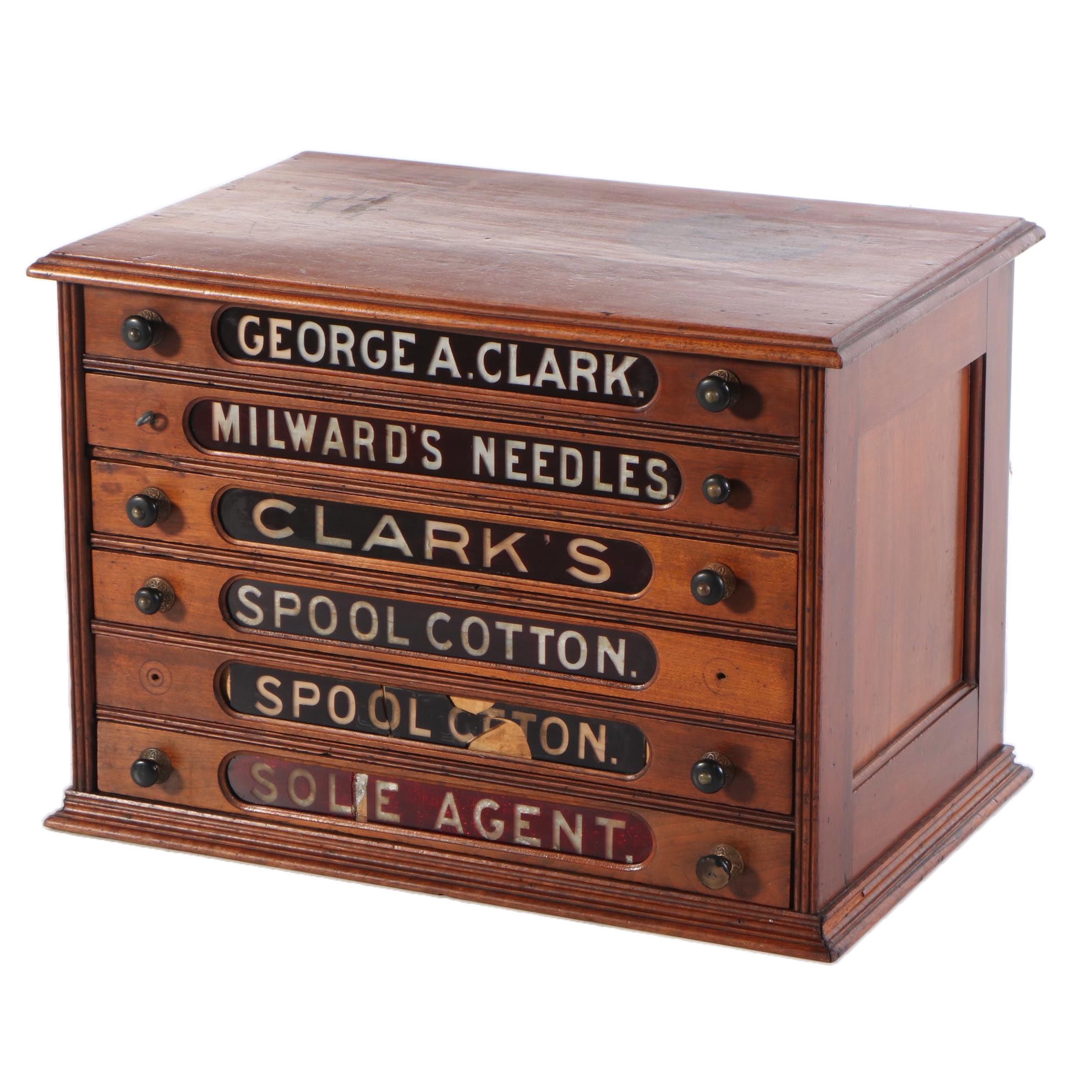 Antique Clark Spool Cabinet Store Display in Oak, First Quarter 20th Century