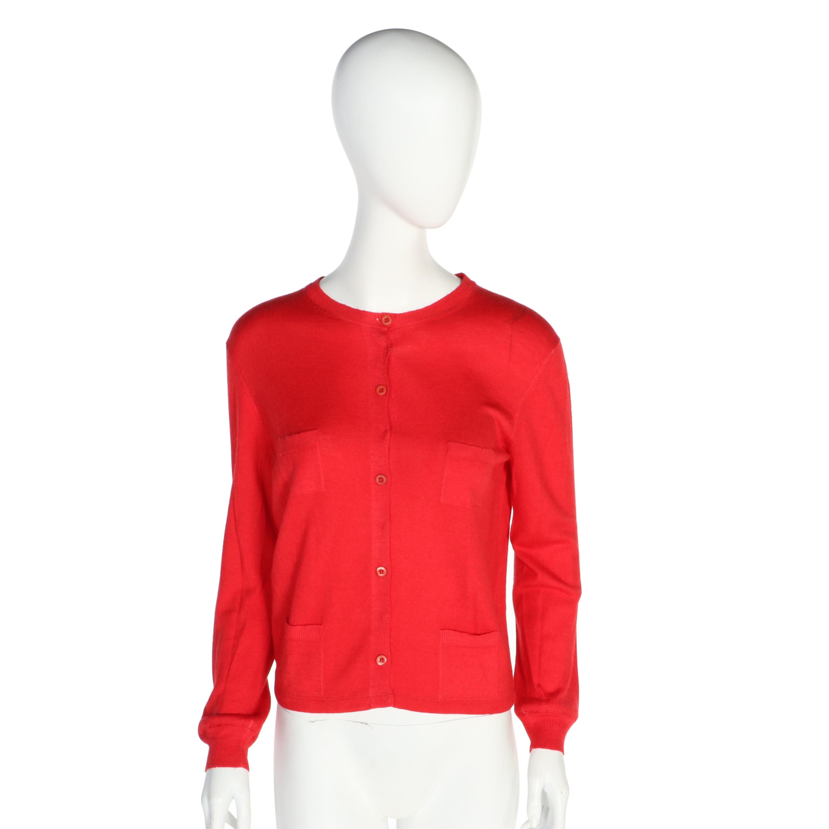 Prada Red Knit Four-Pocket Cardigan