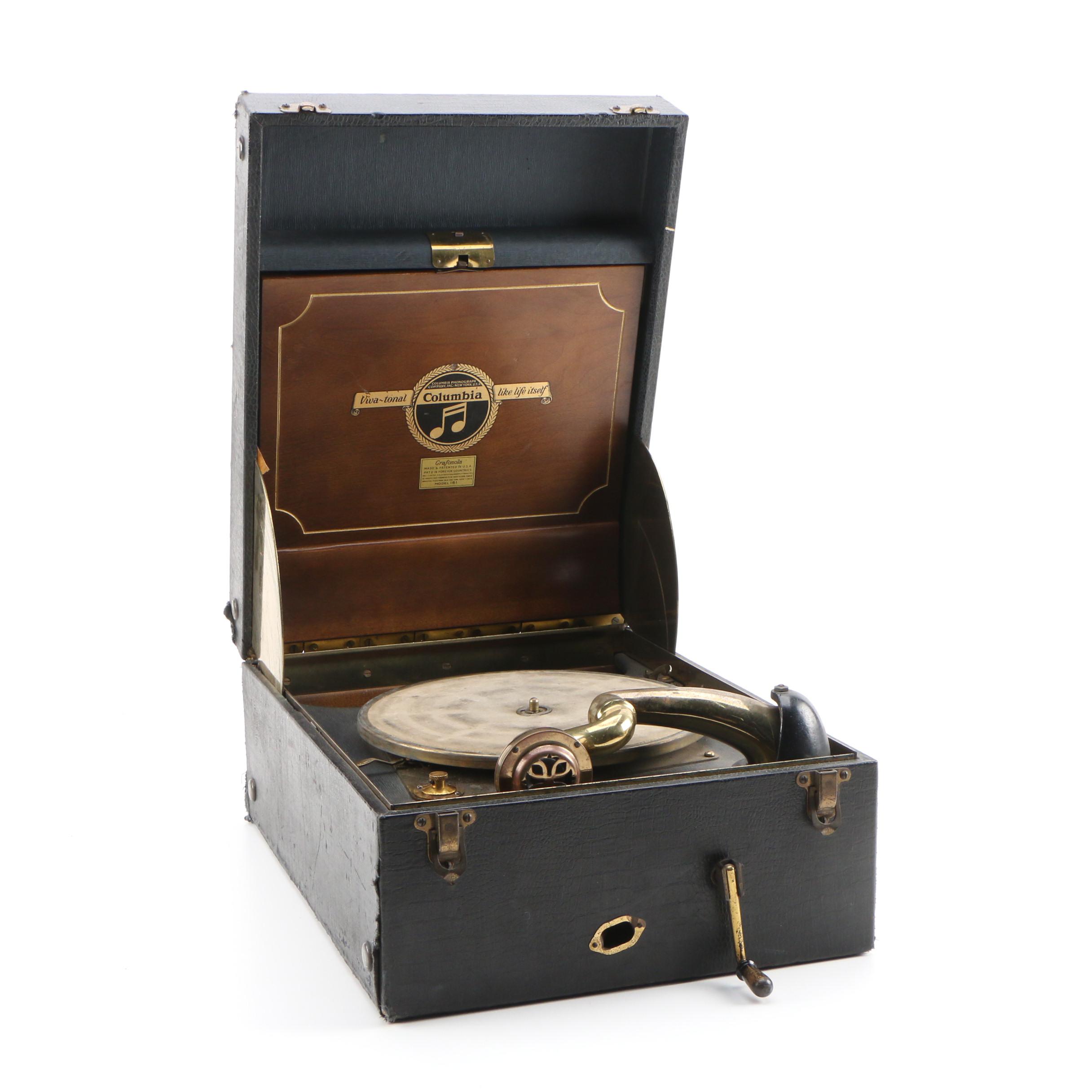 Columbia Grafonola Model 161 Portable Record Player, 1920s