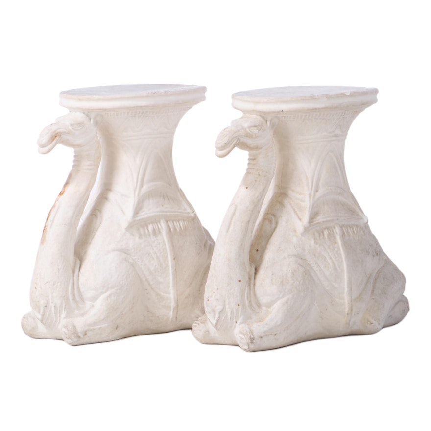 Pair of Molded Plaster Camel-Form Stands