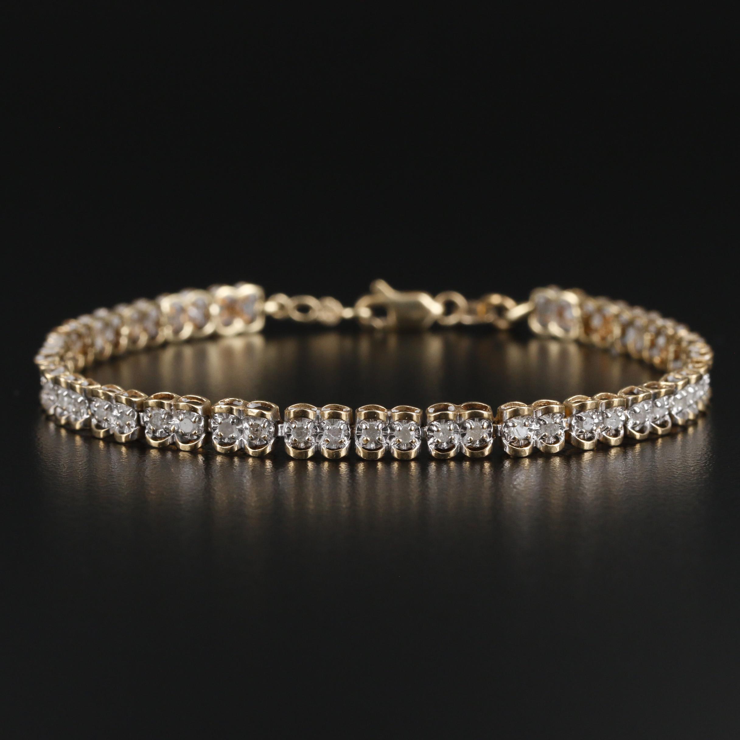 10K Yellow Gold 1.04 CTW Diamond Line Bracelet