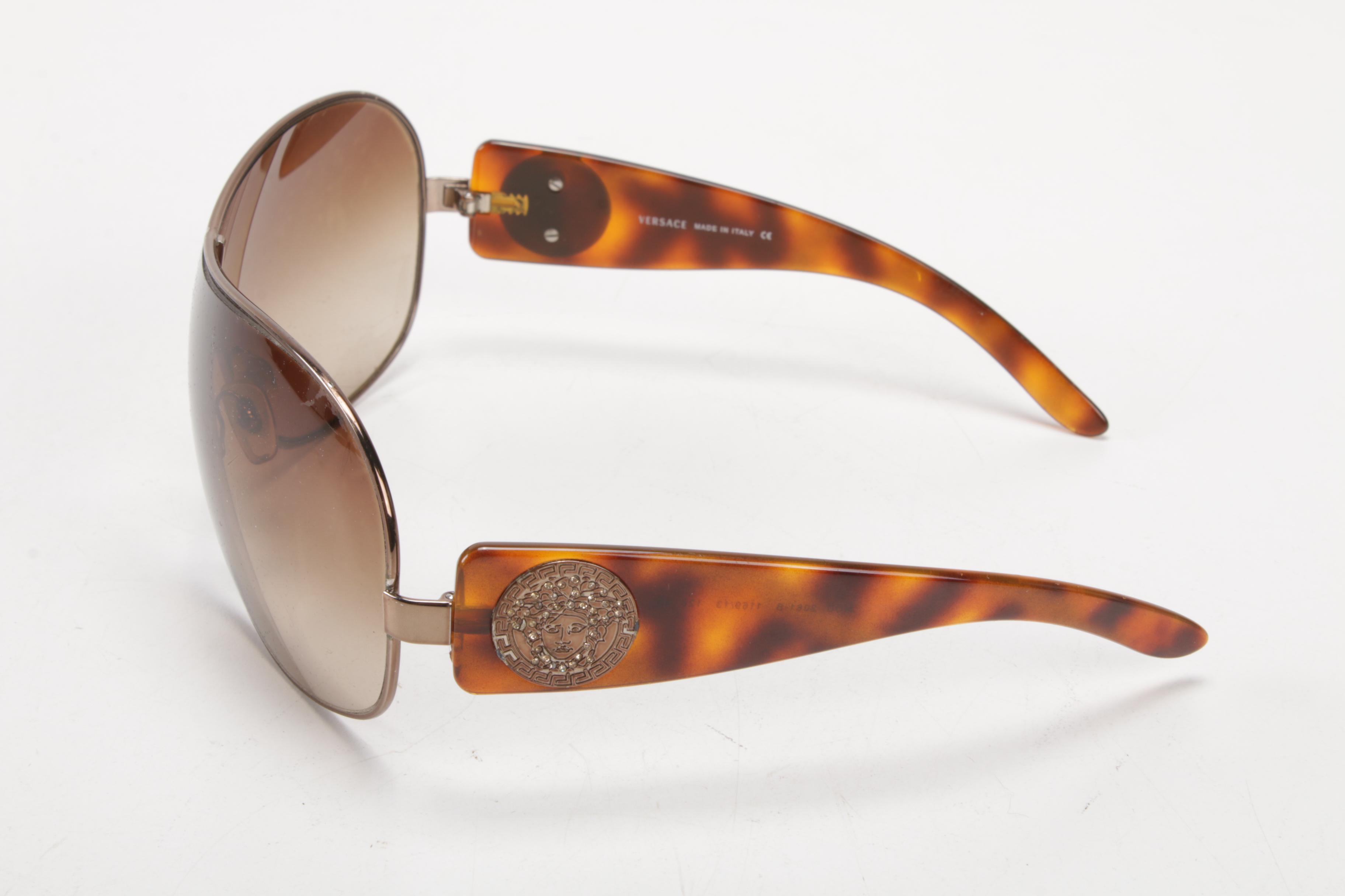 Versace 2061-B Shield Medusa Logo Sunglasses with Case