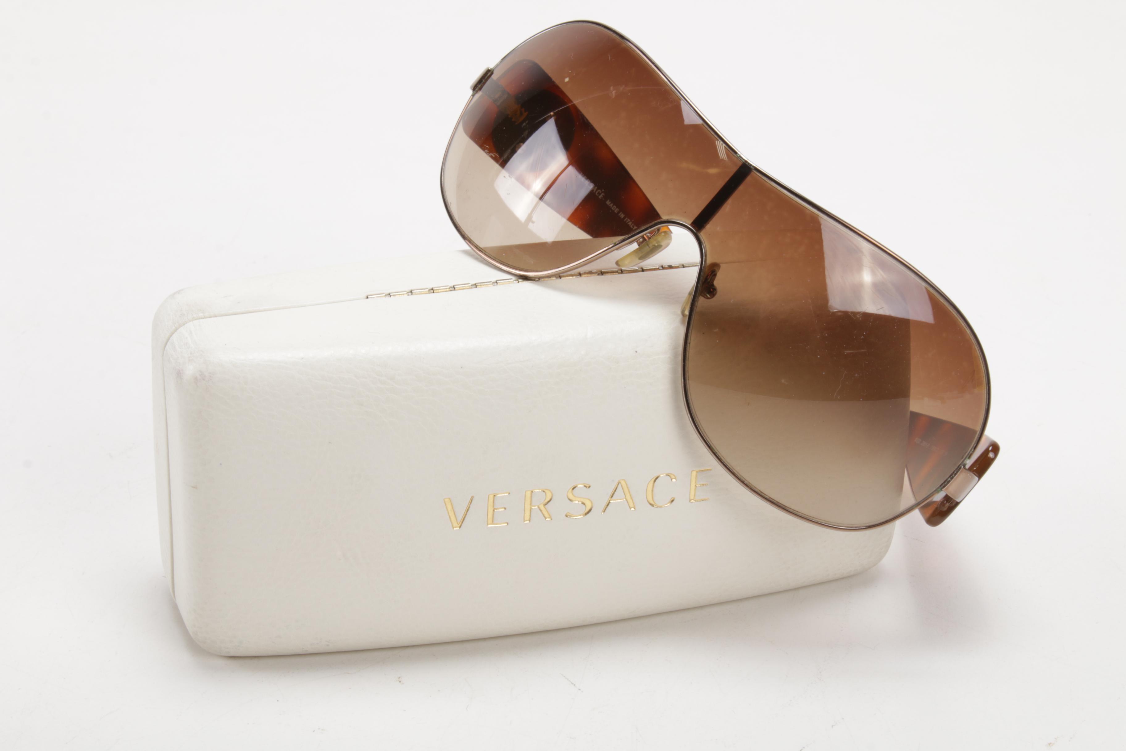Versace 2061-B Shield Medusa Logo Sunglasses with Case