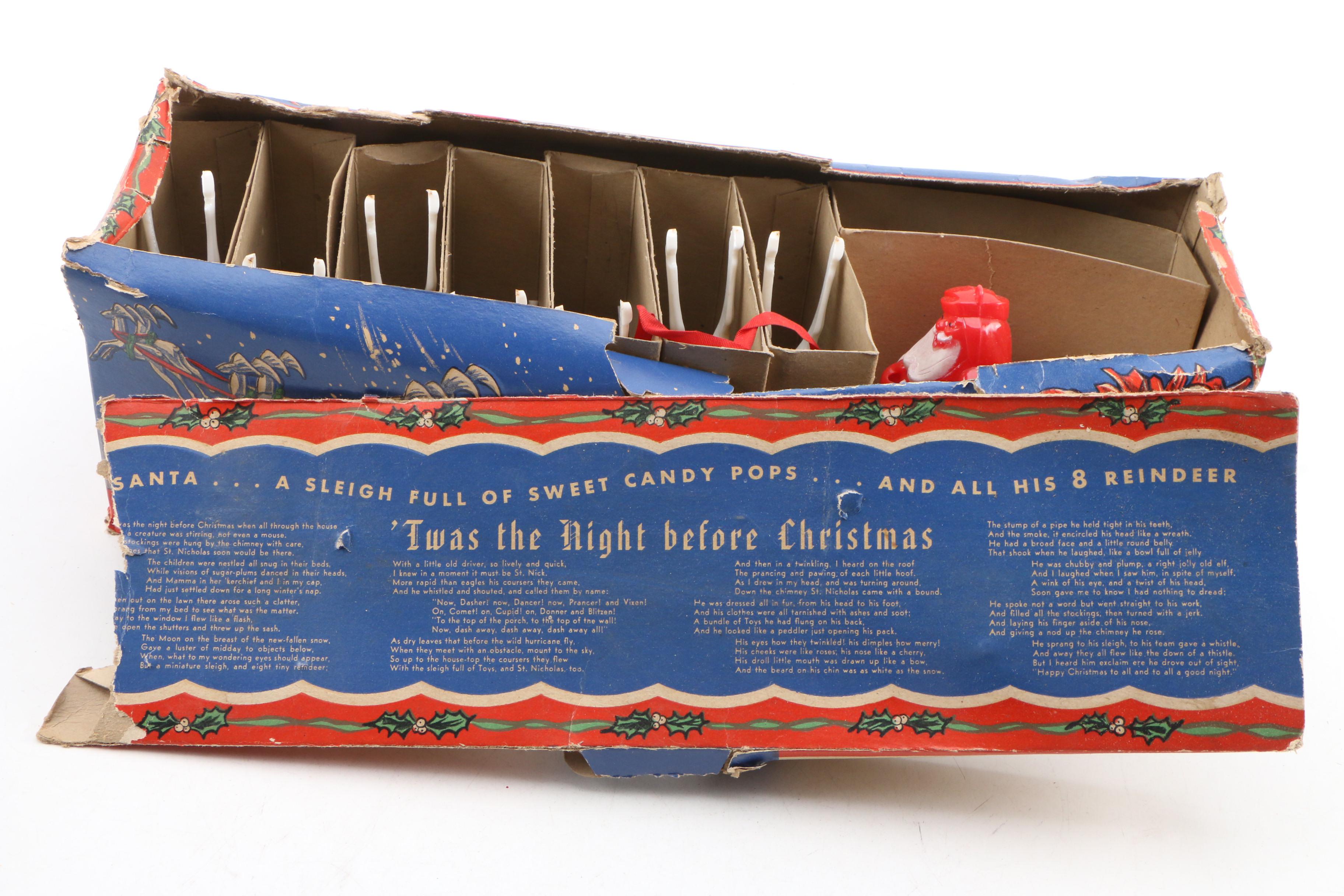 Vintage Schultz Crystal Pine Table Top Tree and Santa's Candy Express