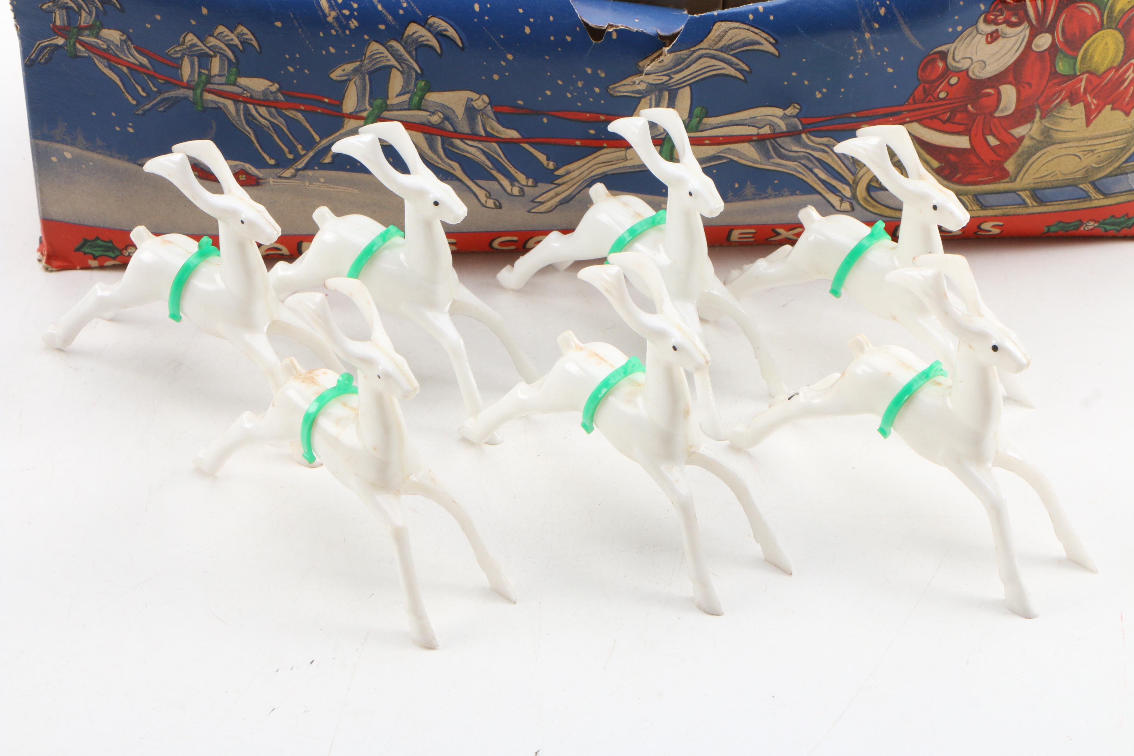 Vintage Schultz Crystal Pine Table Top Tree and Santa's Candy Express