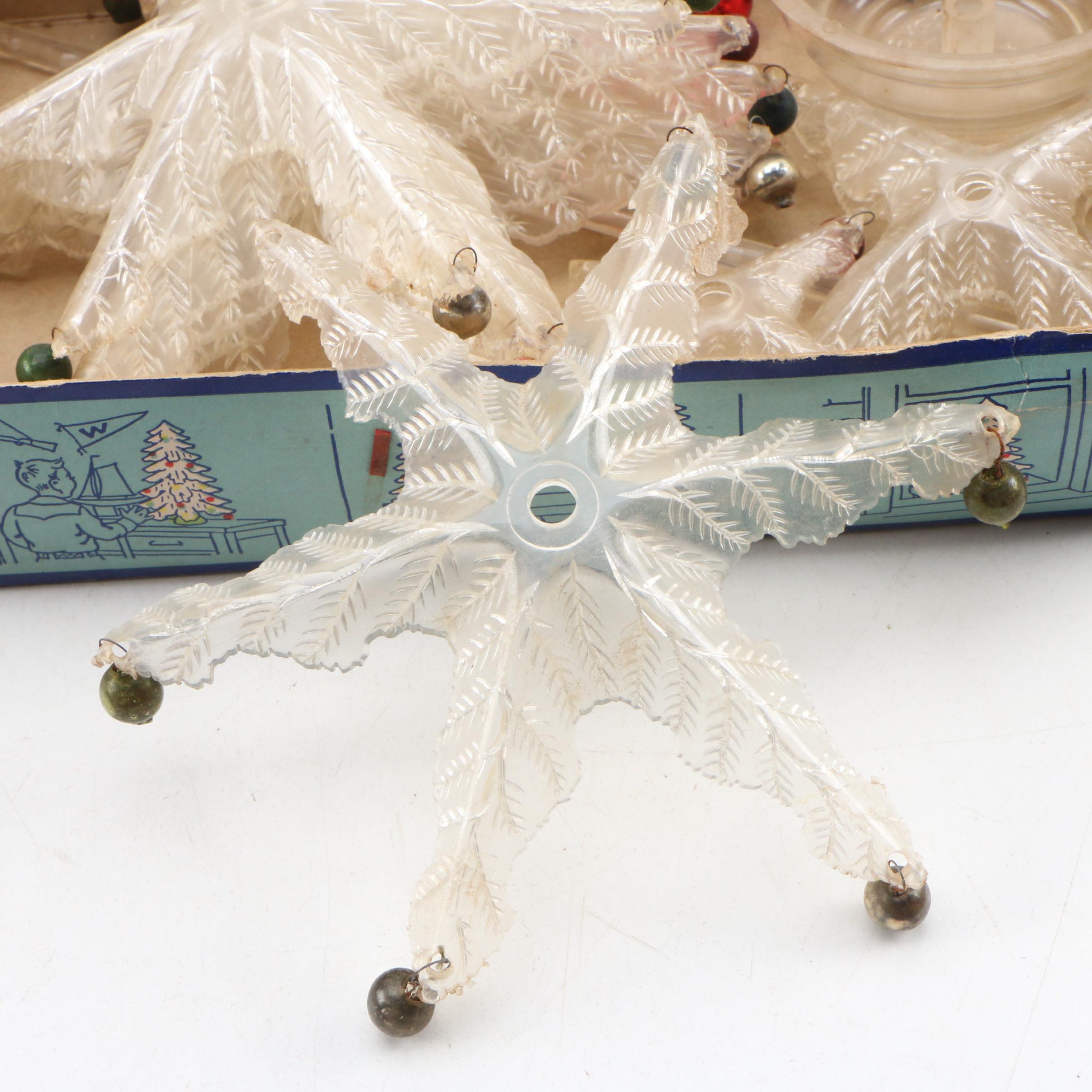 Vintage Schultz Crystal Pine Table Top Tree and Santa's Candy Express