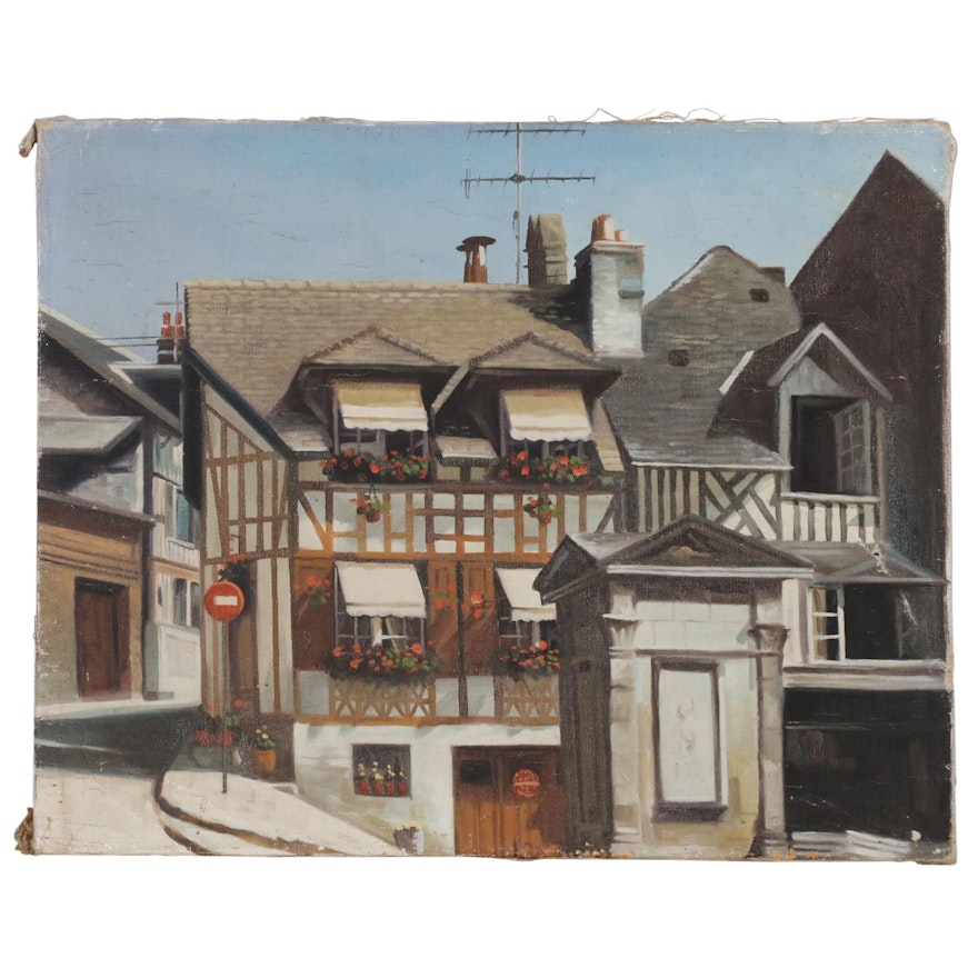 Architectural Oil Painting of Tudor Buildings