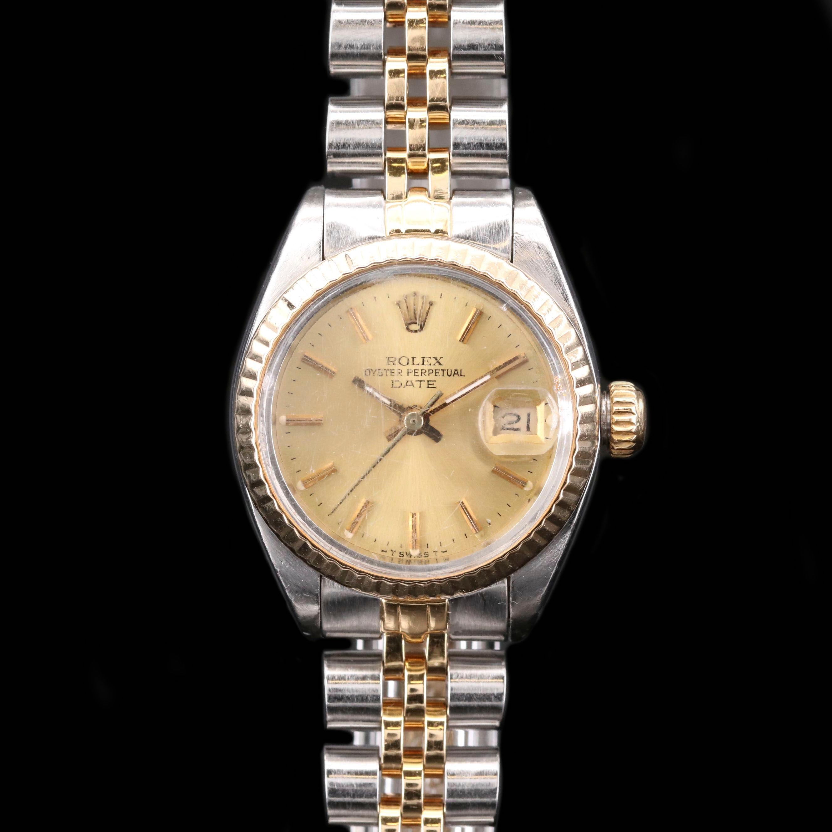 Vintage Rolex Date 18K Gold and Stainless Steel Automatic Watch