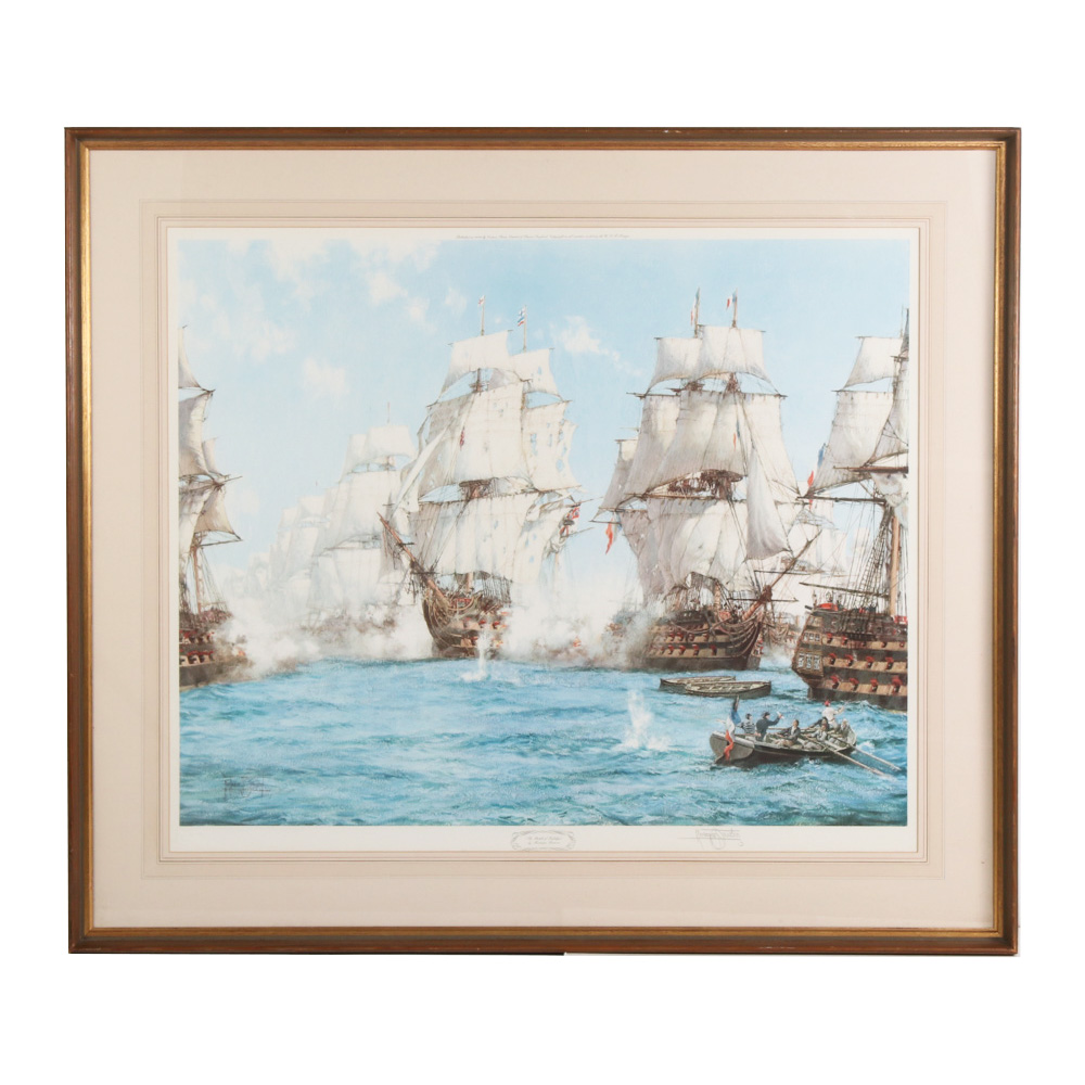Montague Dawson Offset Lithograph "The Battle of Trafalgar", 1972