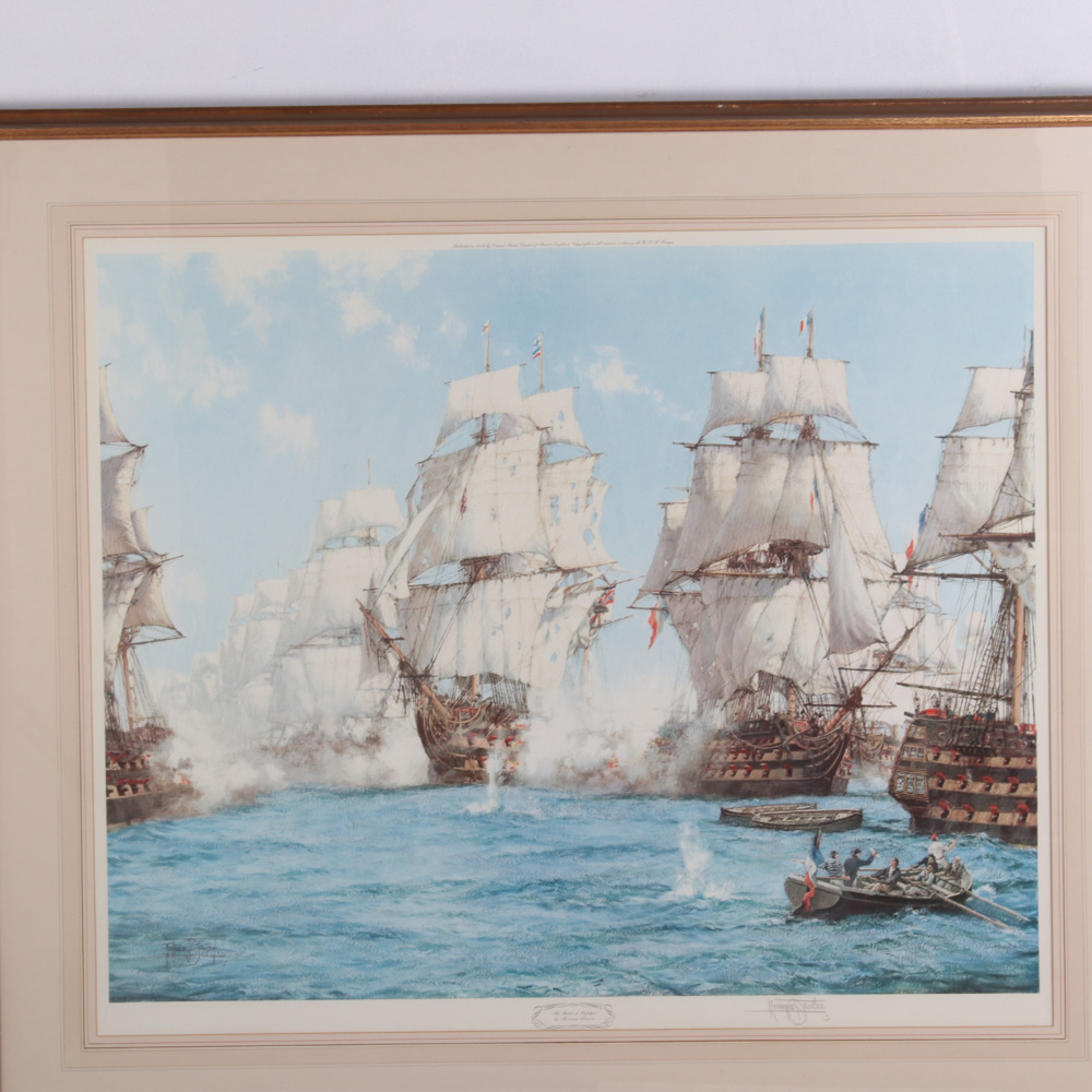 Montague Dawson Offset Lithograph "The Battle of Trafalgar", 1972