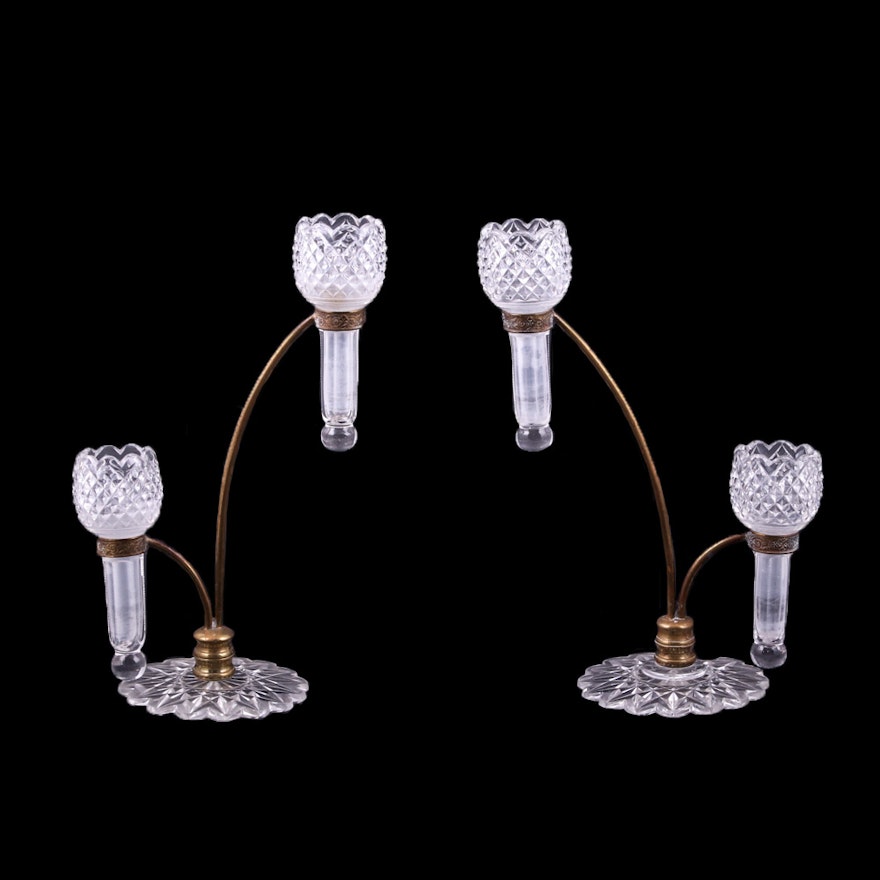 Cut Crystal and Brass Epergnes, 20th Century