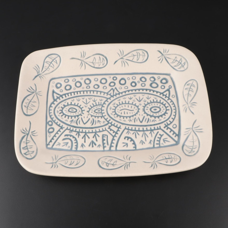 Dan Dutton Rookwood Pottery Earthenware "Winking Owl" Platter, 2013