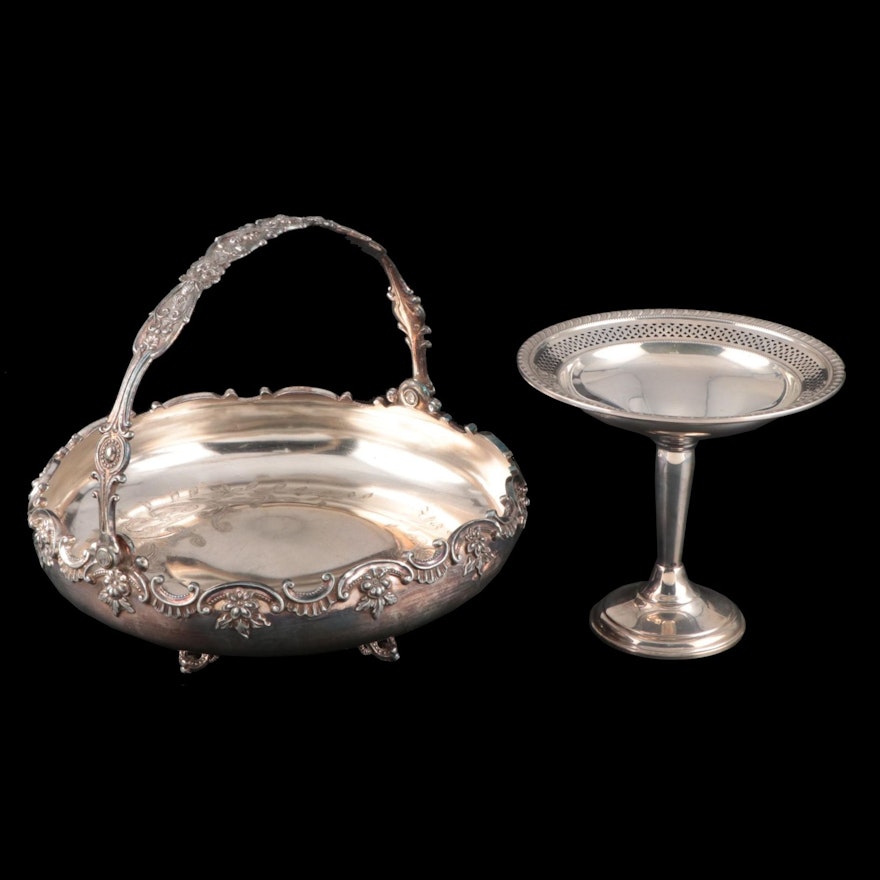 Elgin Silversmith Co. Weighted Sterling Compote with Handled Silver Plate Bowl