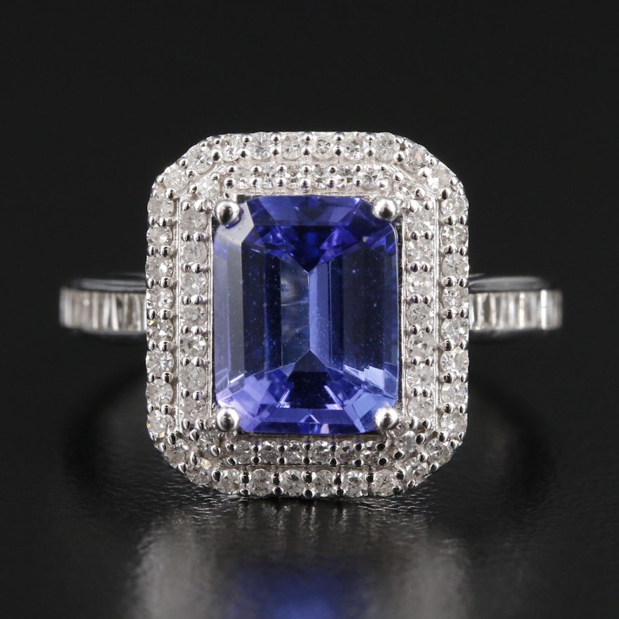 EFFY 14K White Gold Tanzanite and Diamond Ring