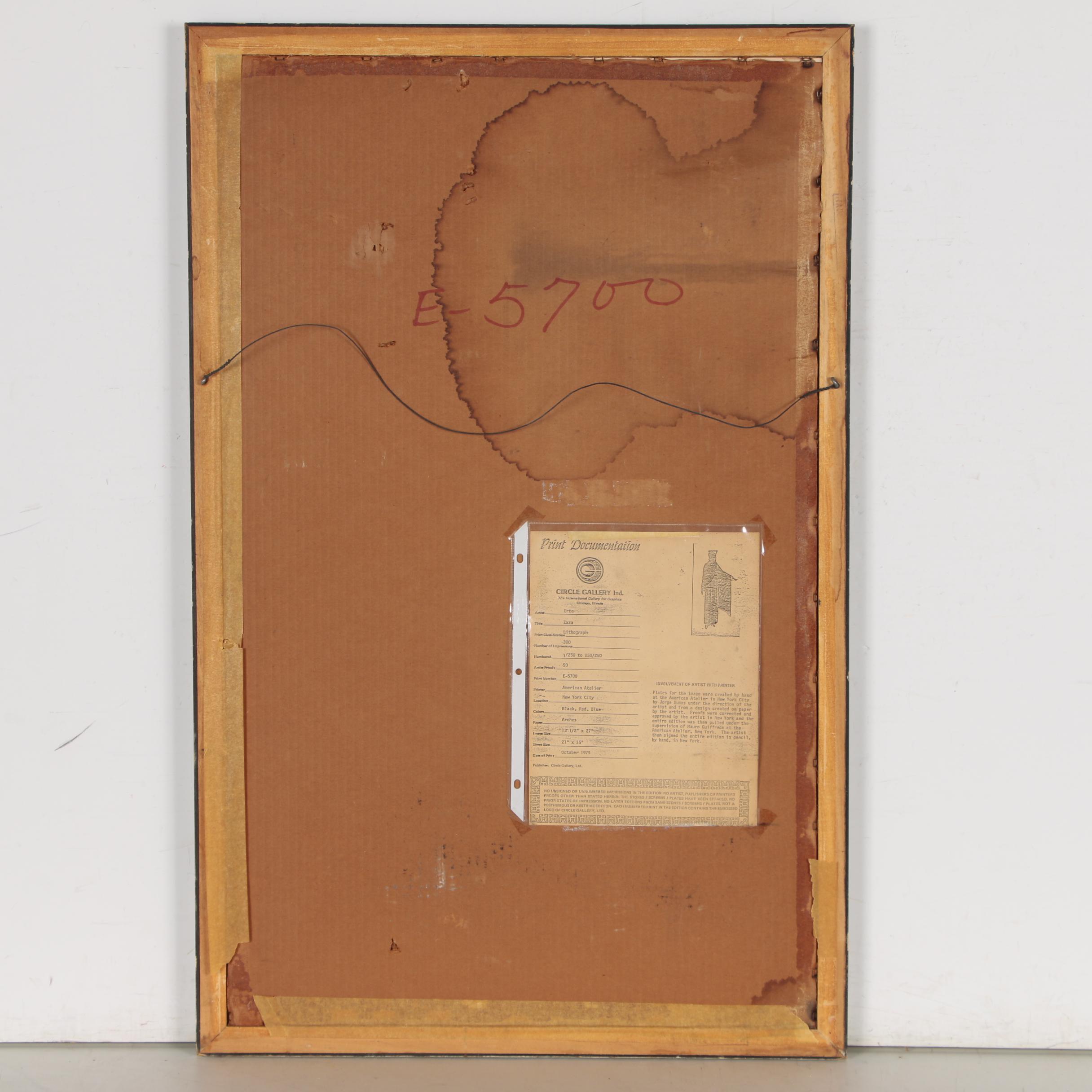 Erte Lithograph "Zaza", 1975