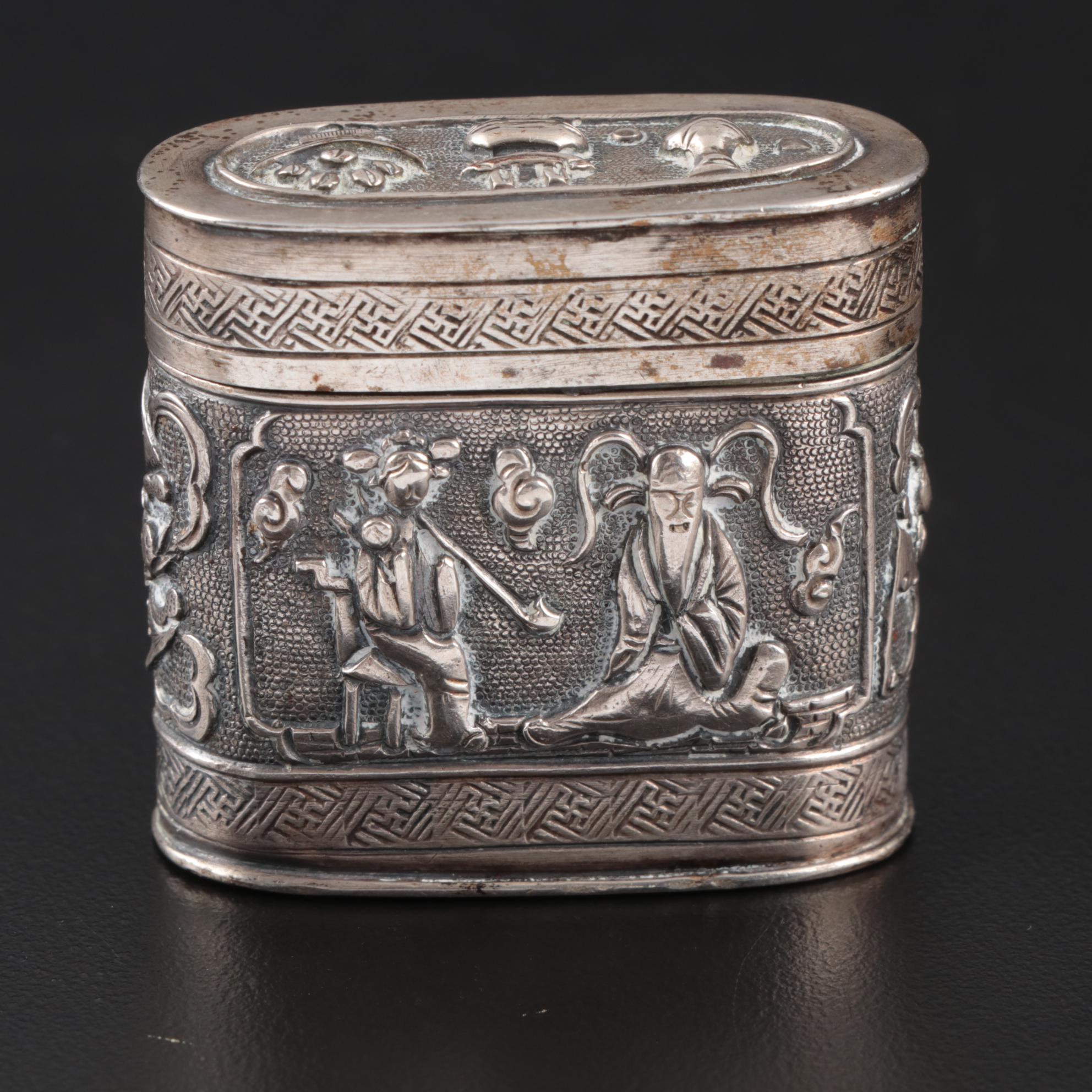 Chinese Silver Opium Box, 19th Century