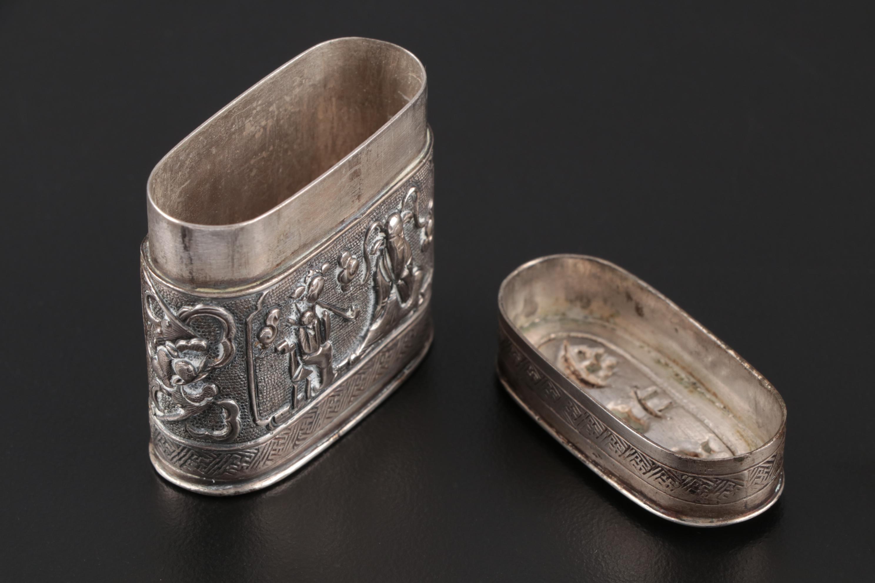 Chinese Silver Opium Box, 19th Century