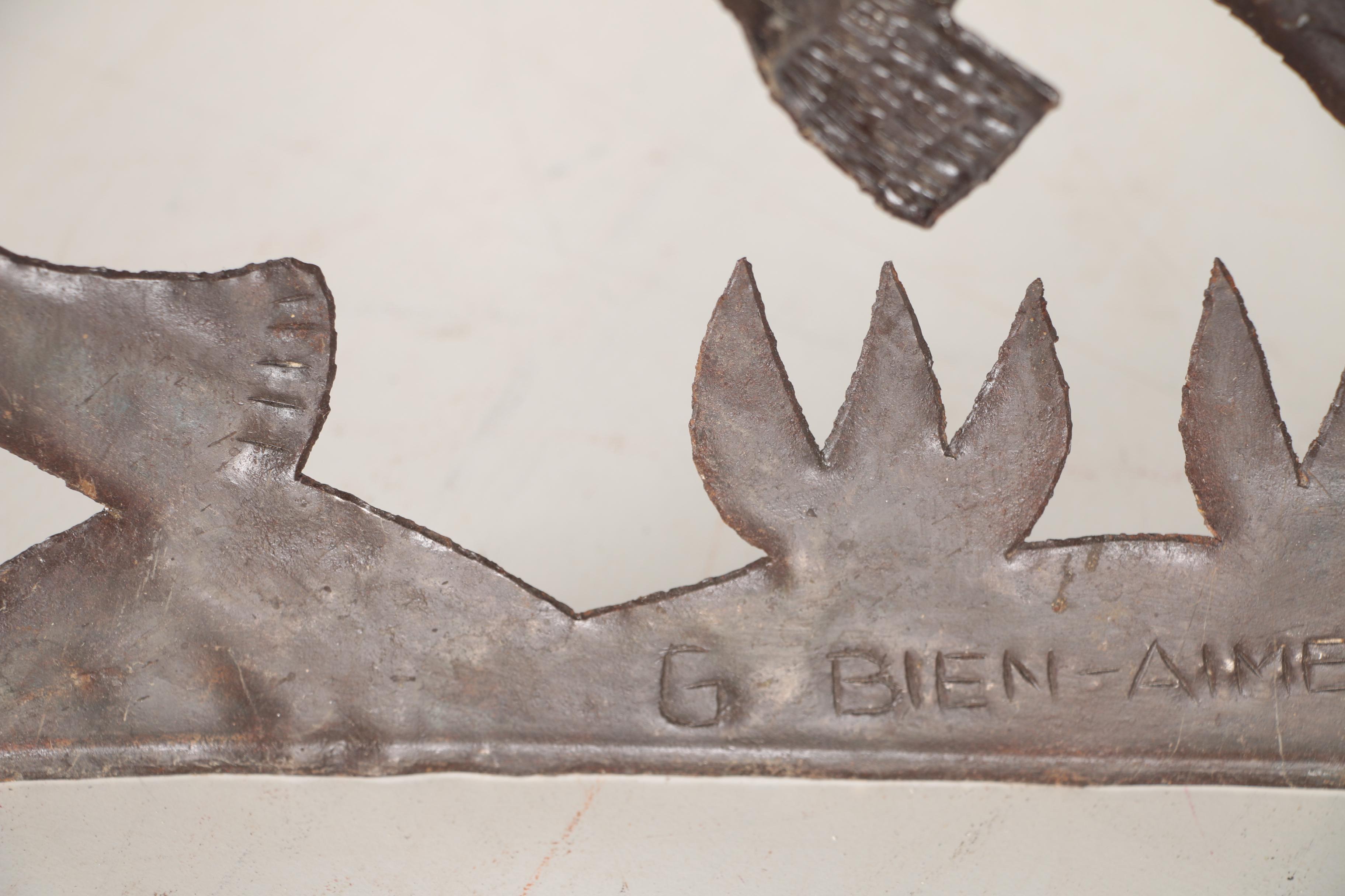 Gabriel Bien-Aime Metal Cut-Out Relief Sculpture of Figures with Deer and Bird