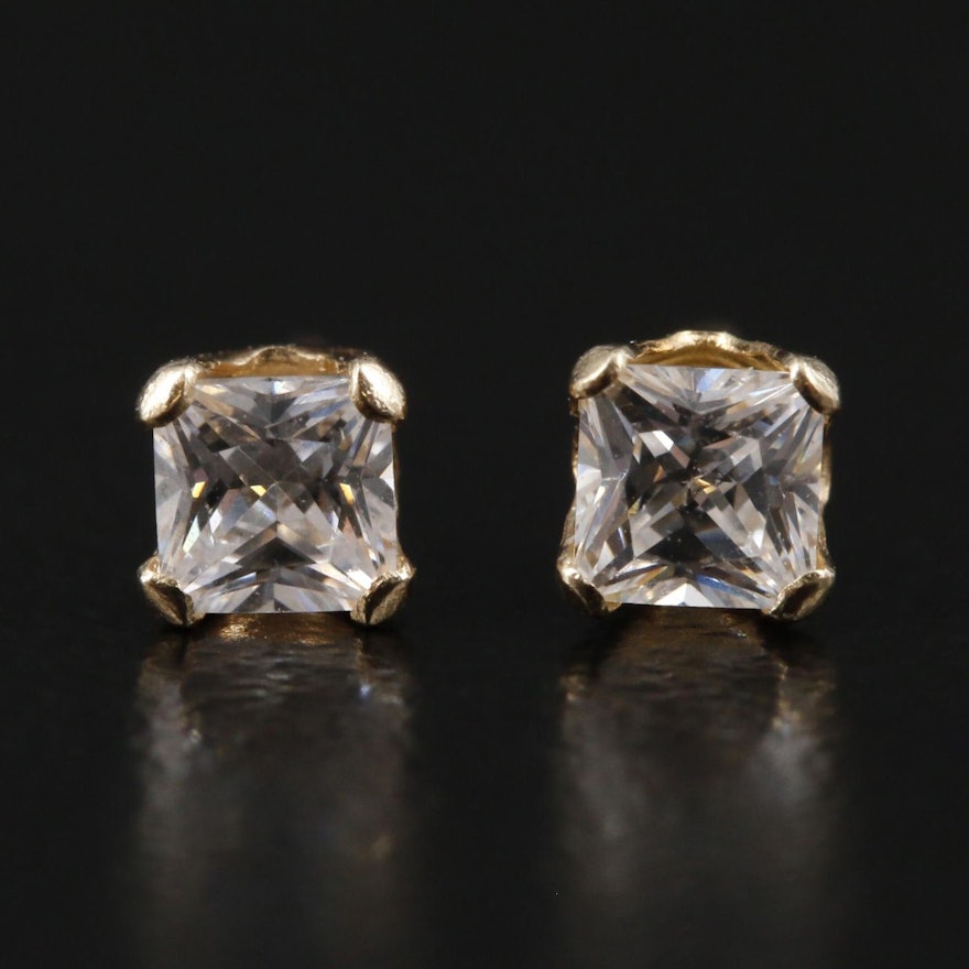 14K Gold Cubic Zirconia Stud Earrings