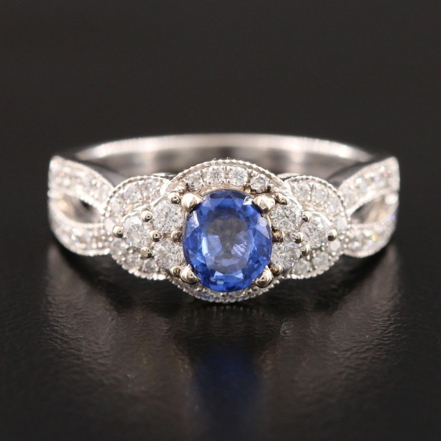 14K Gold Sapphire and Diamond Ring