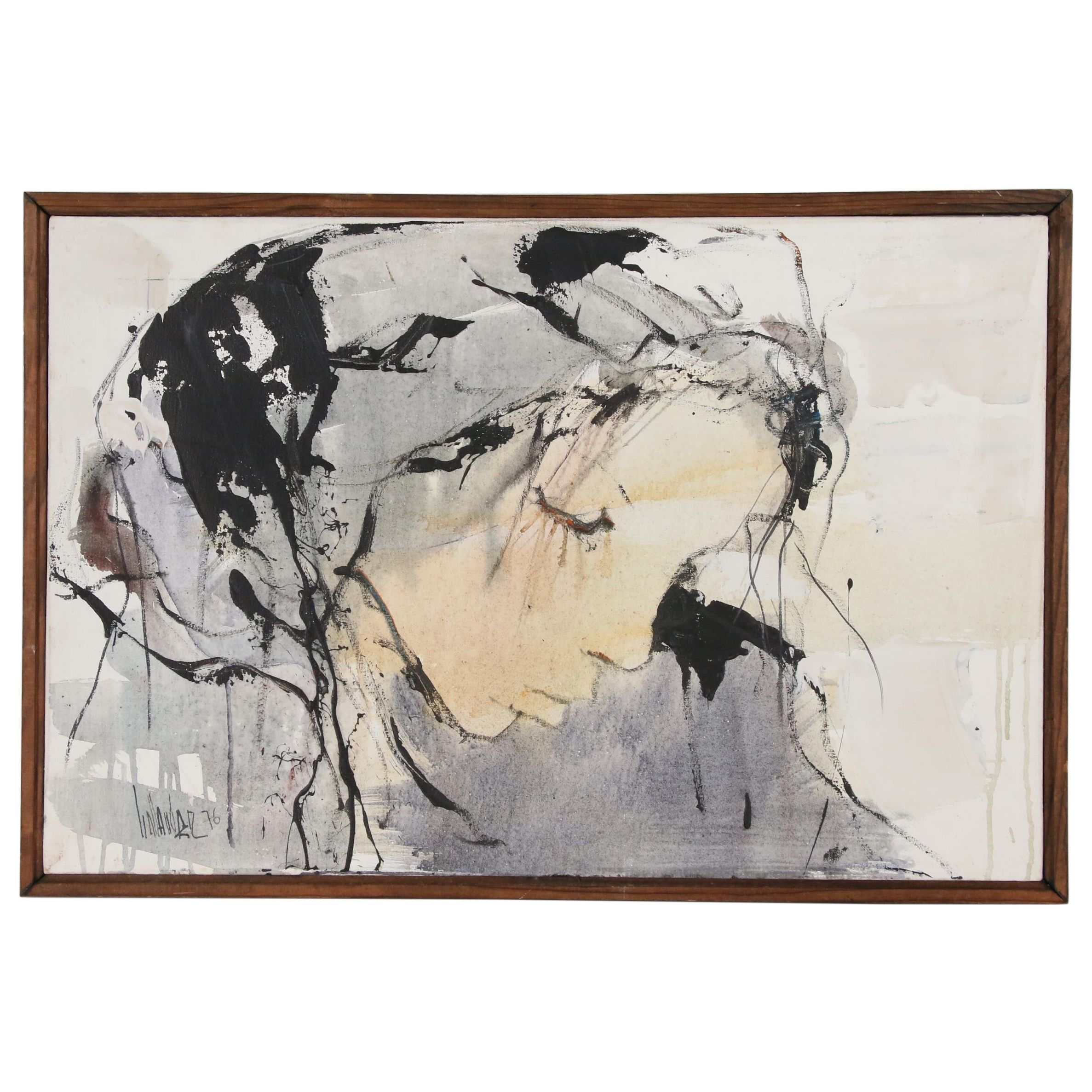 Gino Hollander Oil Painting of Female Figure, 1976