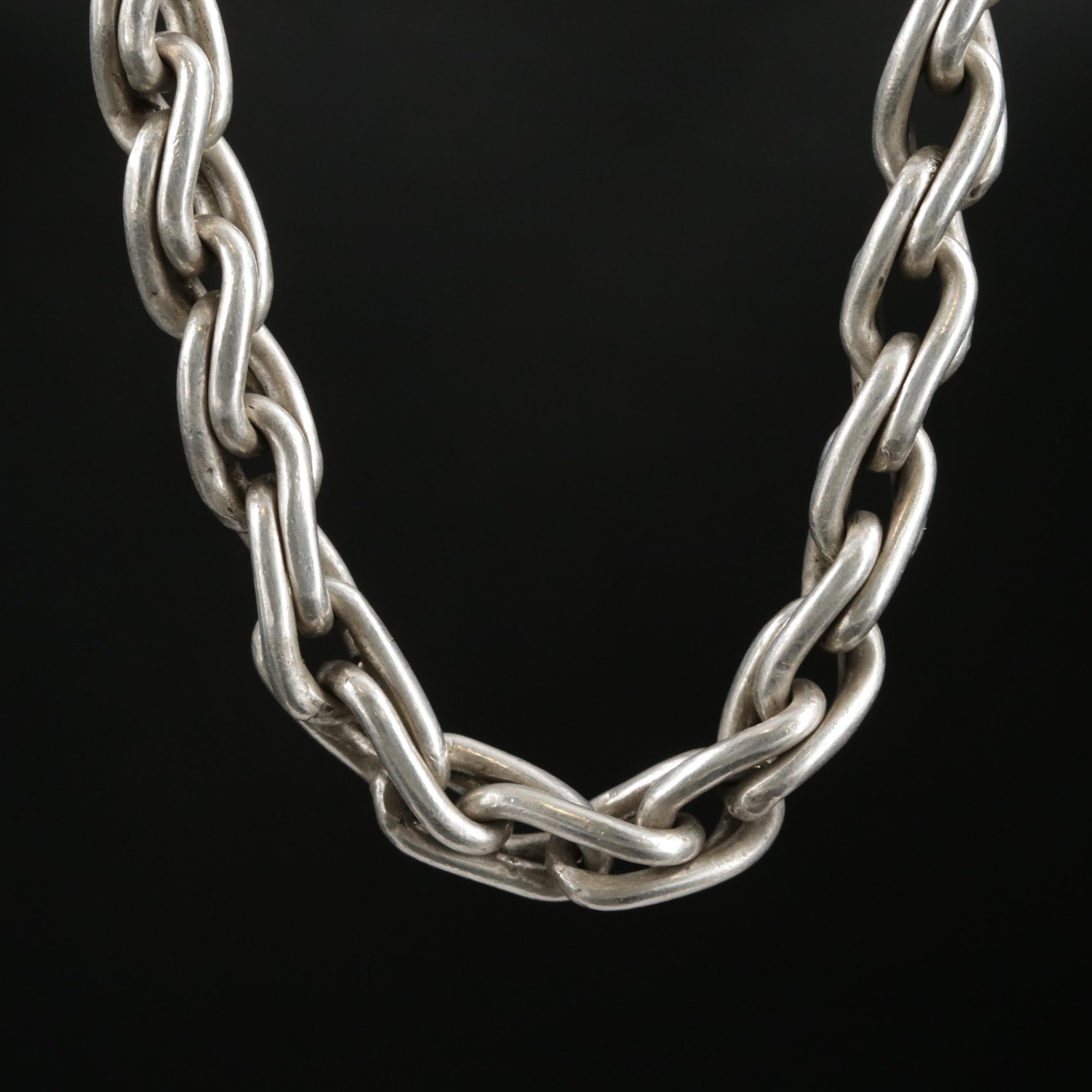 Sterling Silver Fancy Link Chain Necklace