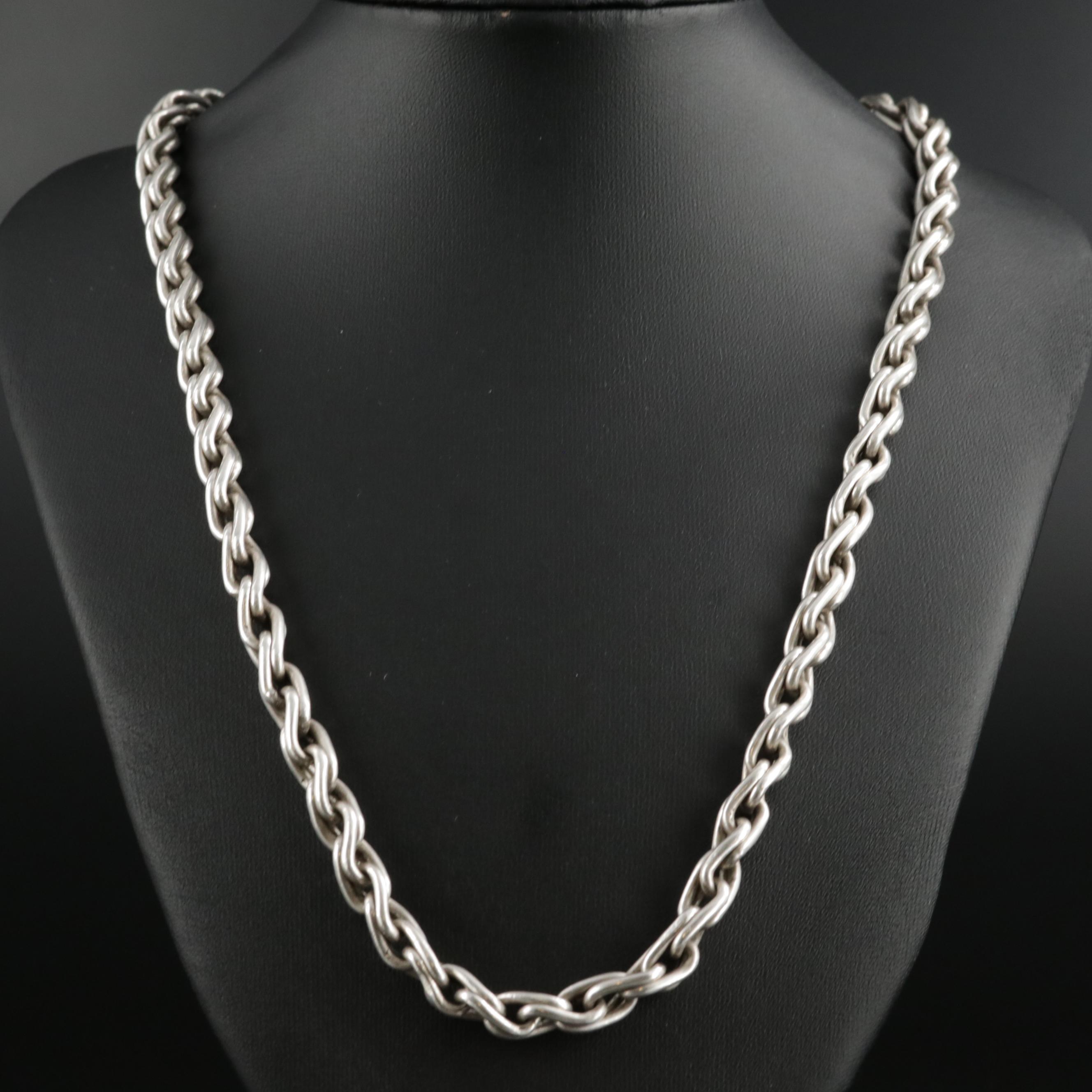 Sterling Silver Fancy Link Chain Necklace
