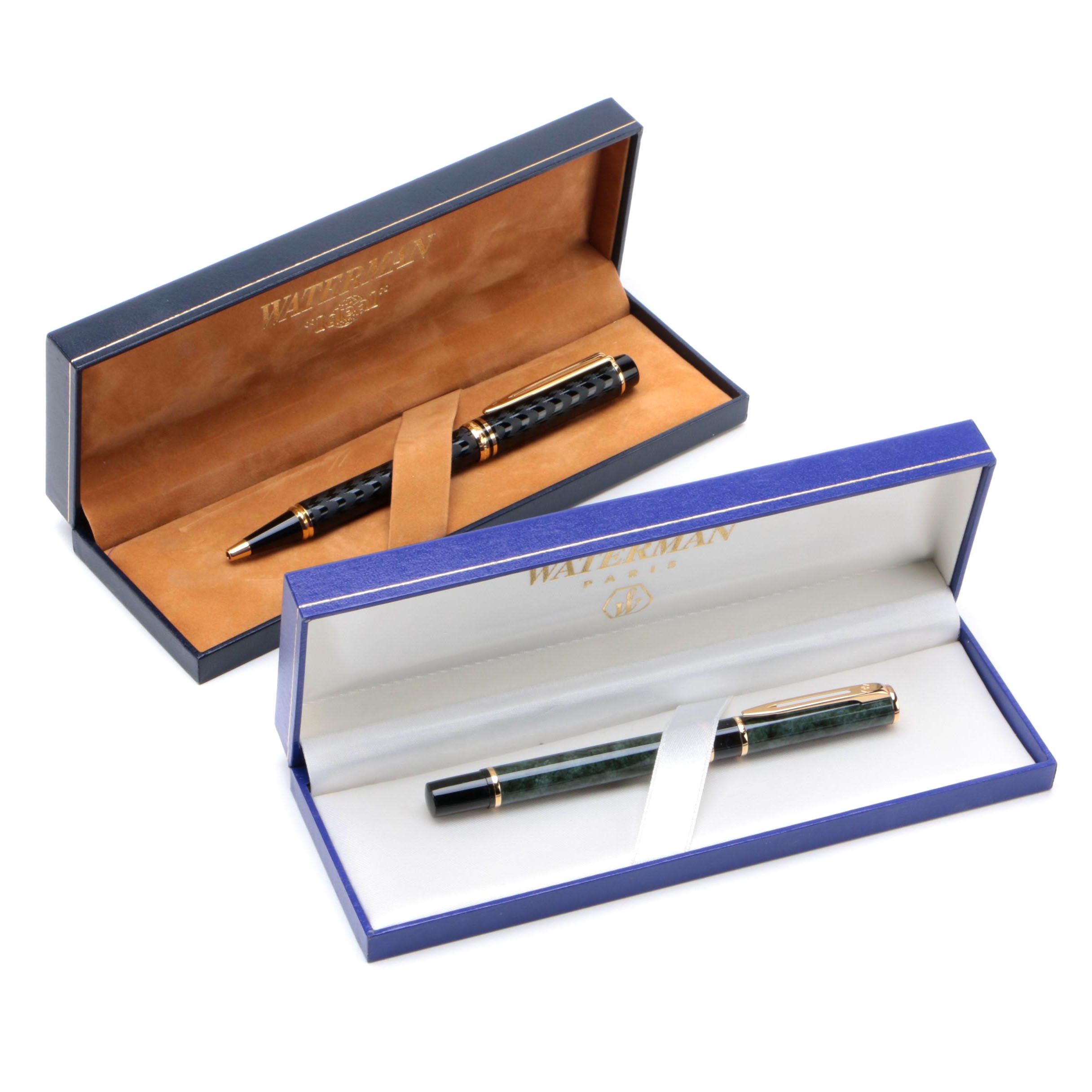 Waterman Le Man Opera Guilloche and Phileus Green Ballpoint Pens