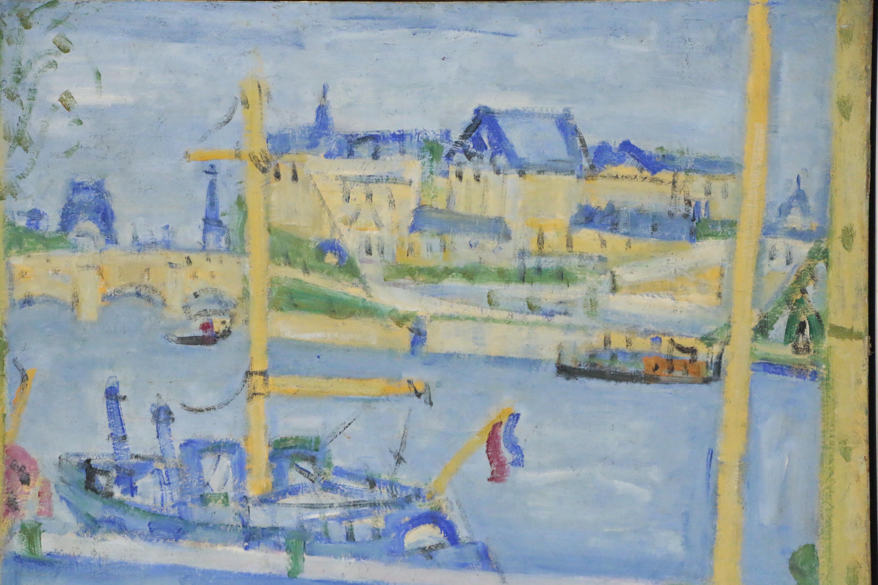 Paul Crotto Post Impressionist Harbor Scene Oil Painting