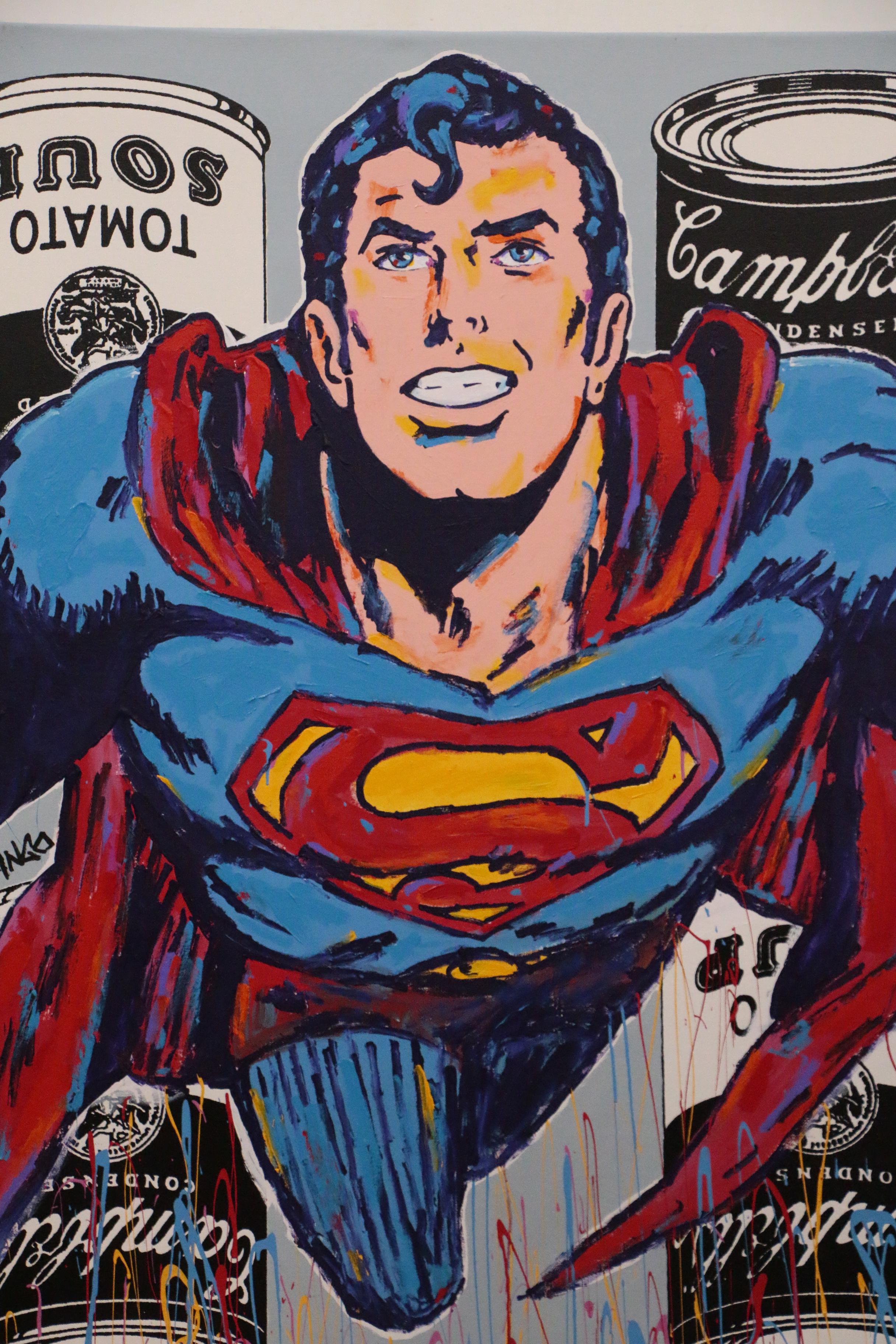 John Stango Monumental Pop Art Acrylic Painting of Superman