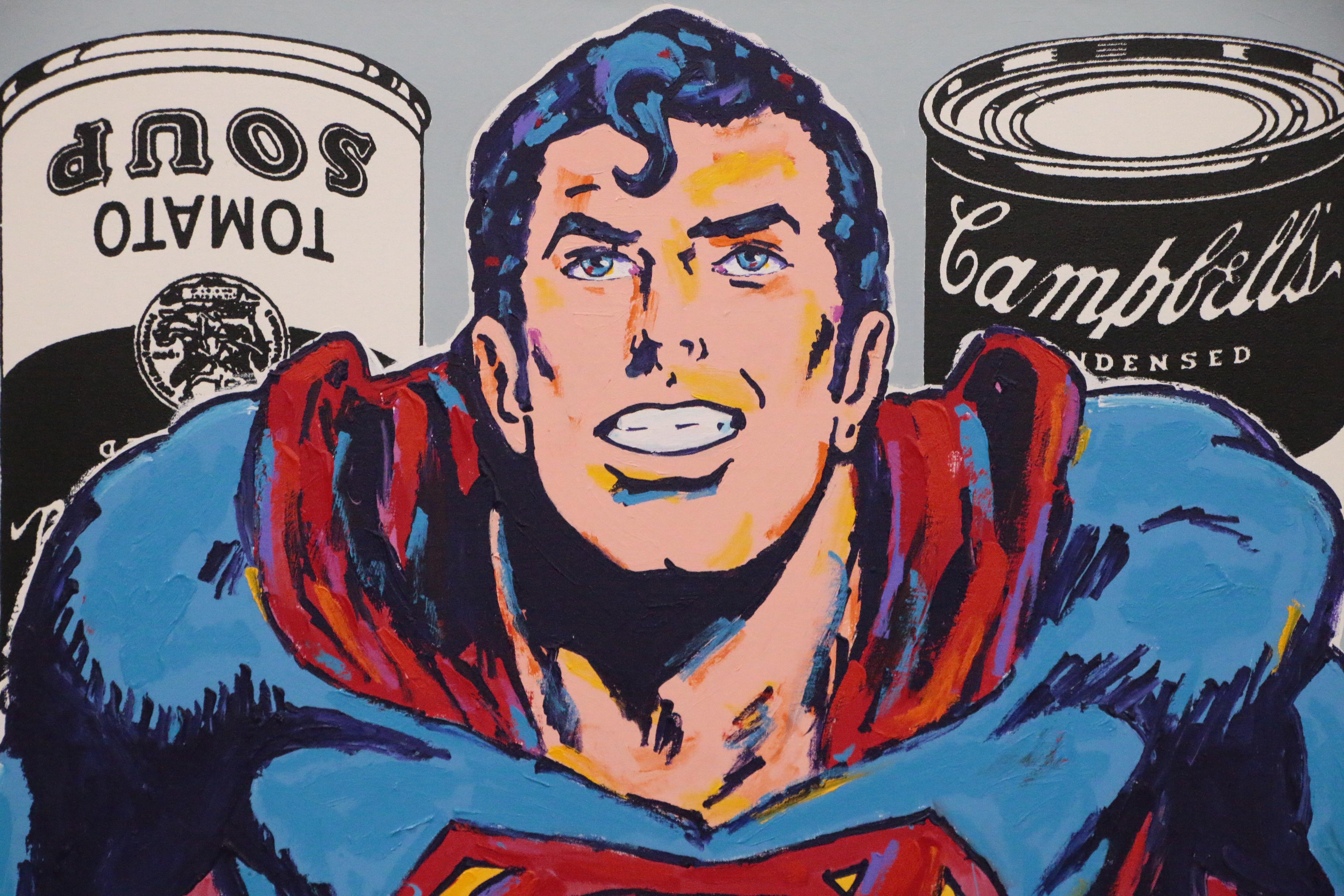 John Stango Monumental Pop Art Acrylic Painting of Superman