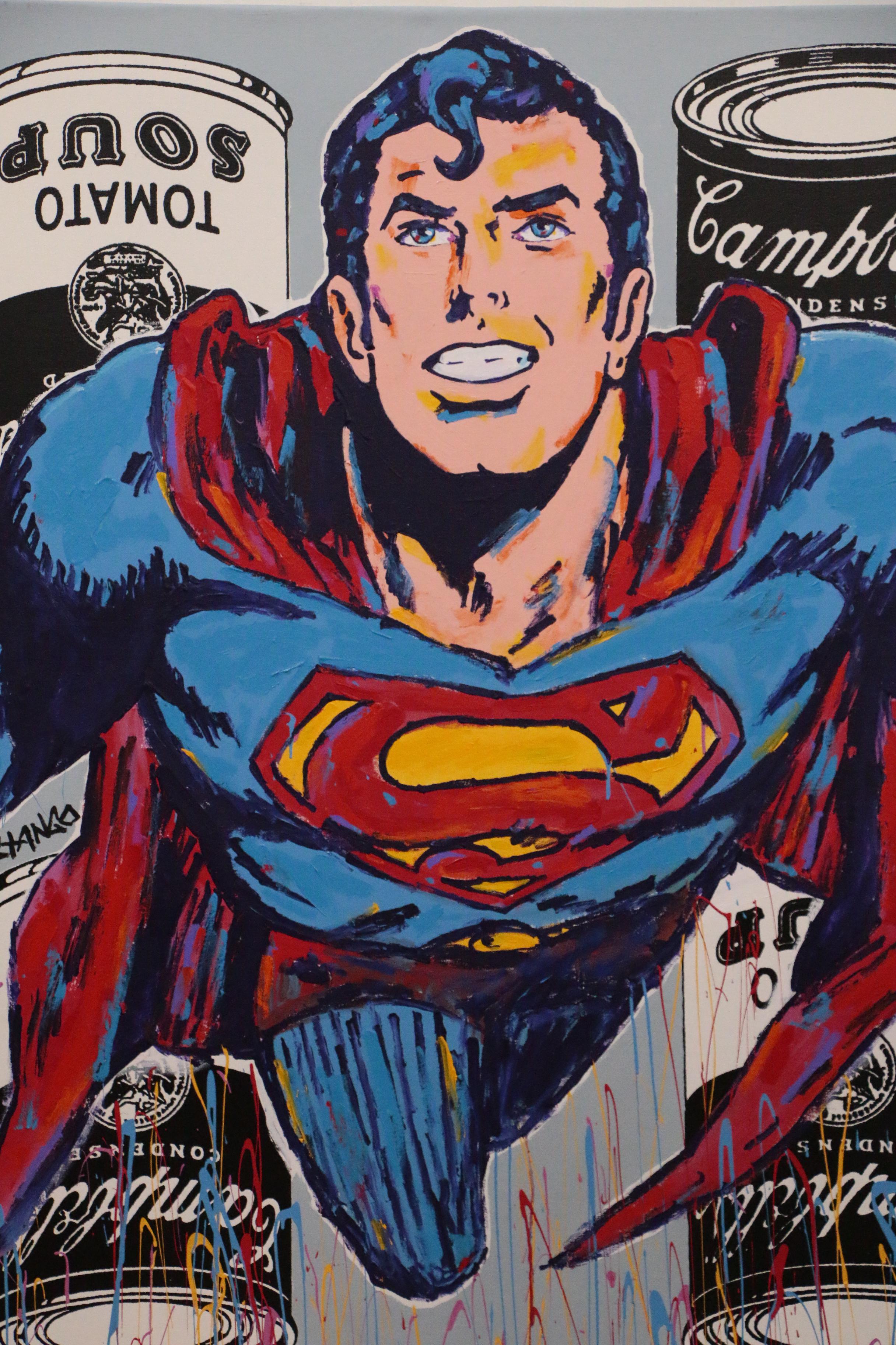 John Stango Monumental Pop Art Acrylic Painting of Superman