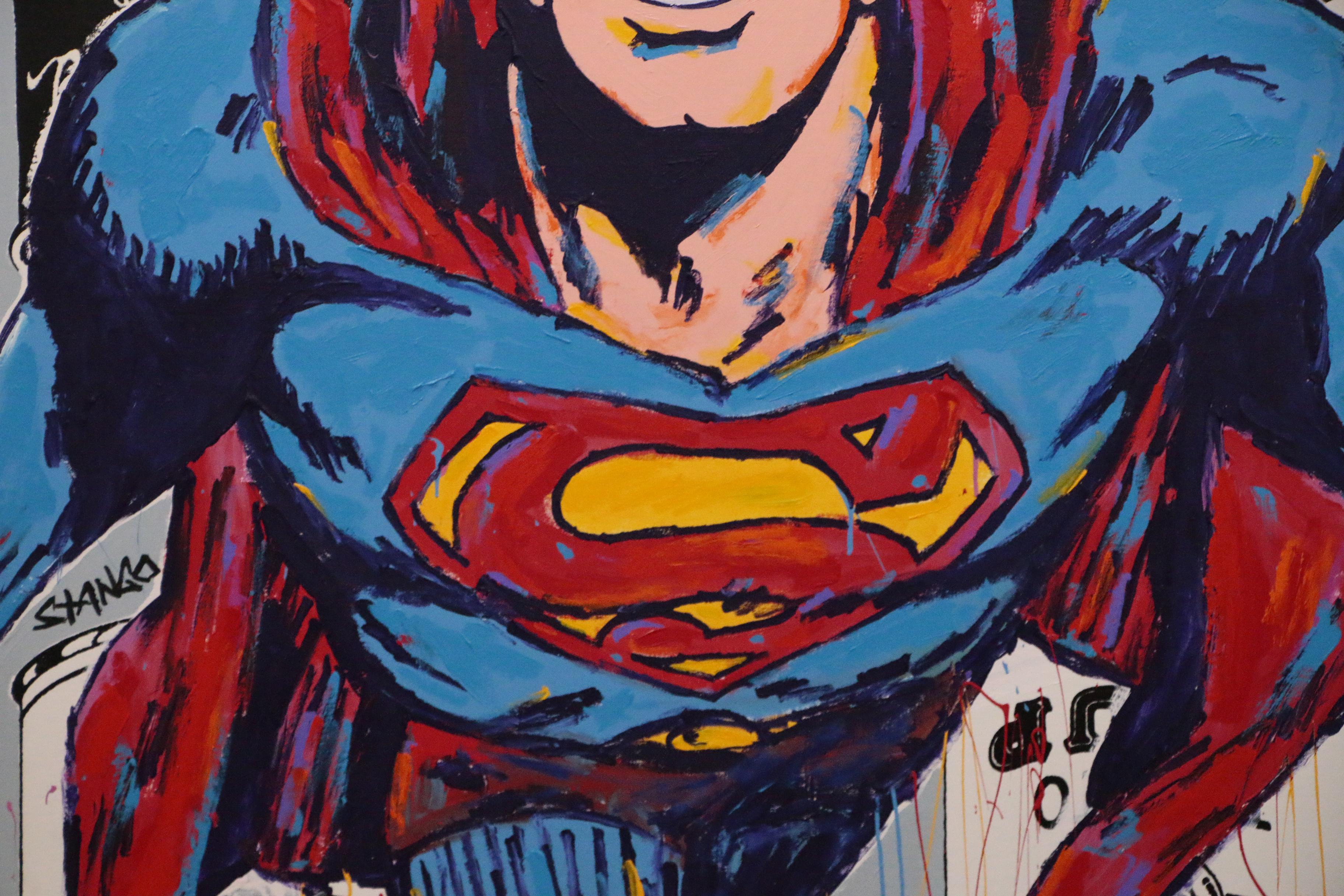 John Stango Monumental Pop Art Acrylic Painting of Superman
