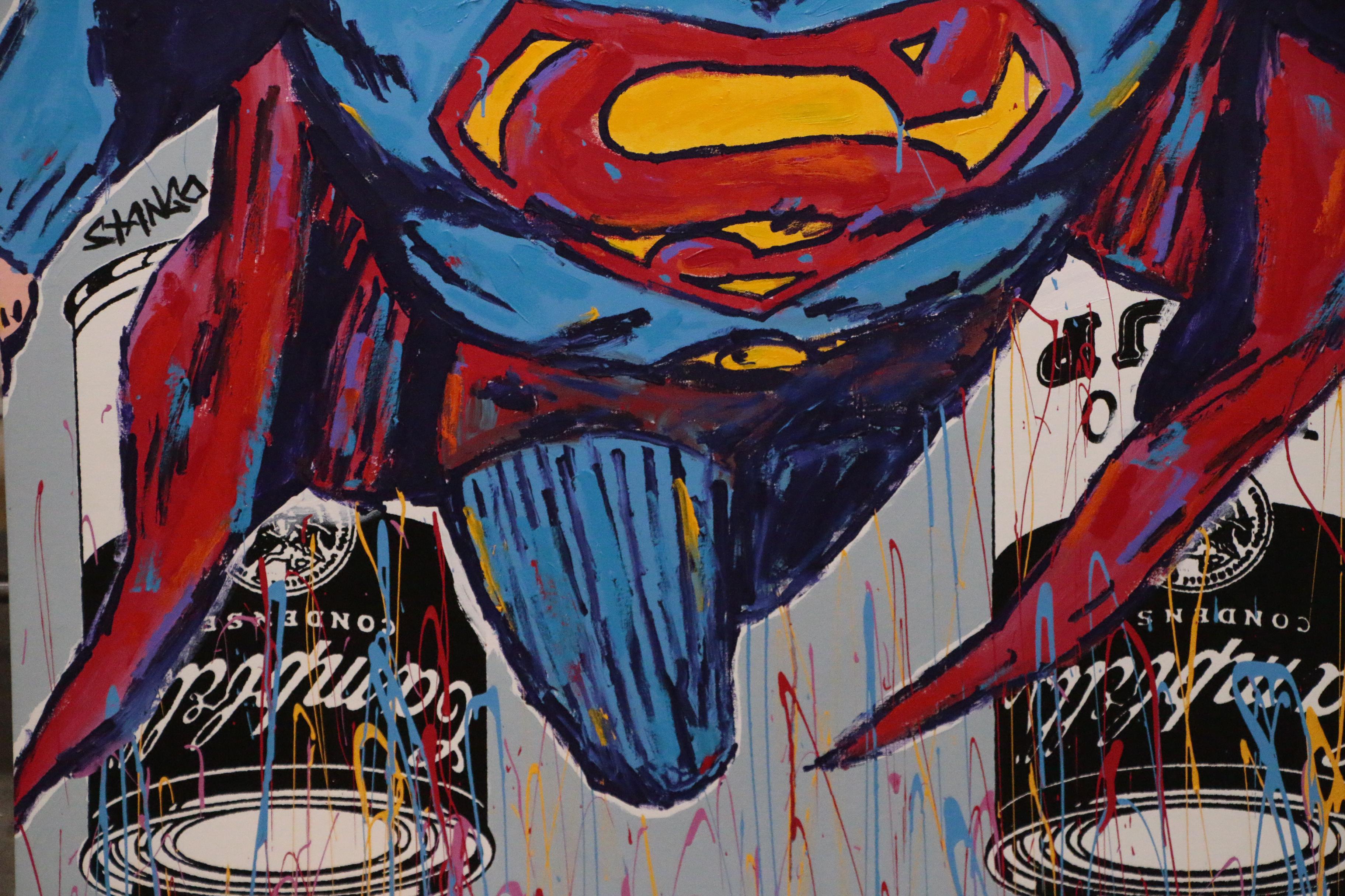 John Stango Monumental Pop Art Acrylic Painting of Superman