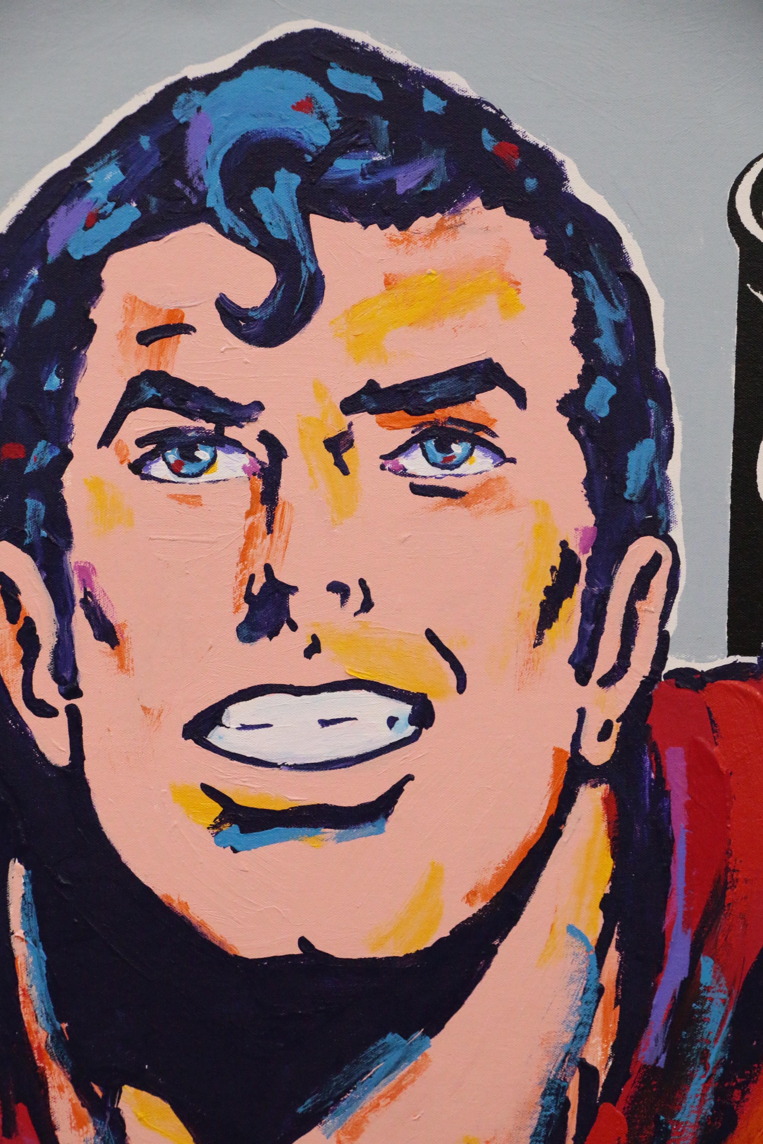 John Stango Monumental Pop Art Acrylic Painting of Superman