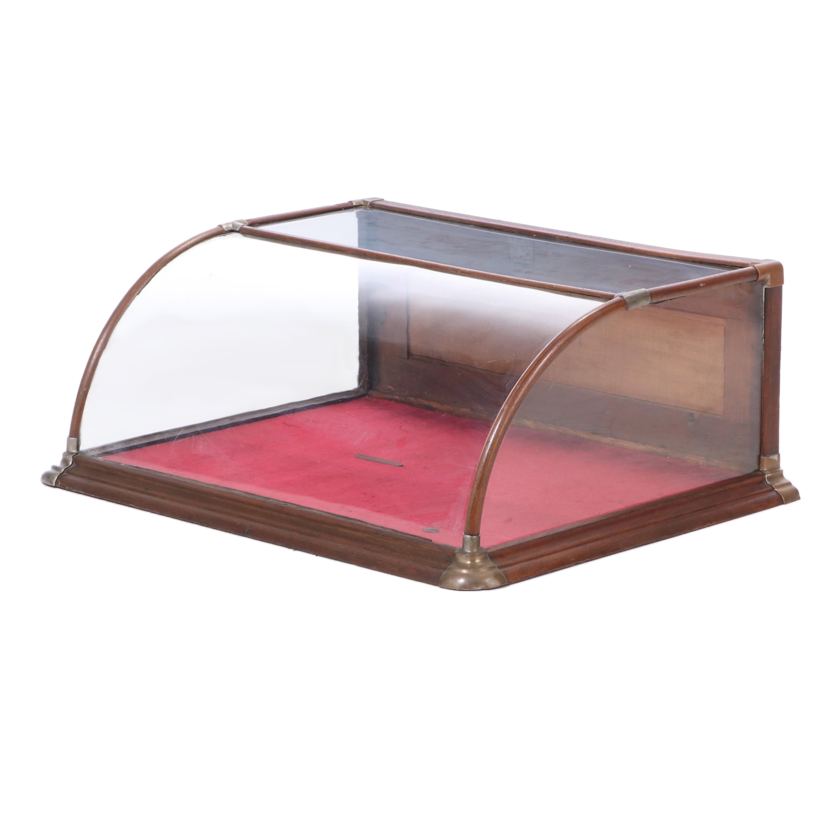 Late Victorian Walnut and Curved Glass Country Store Countertop Display Case