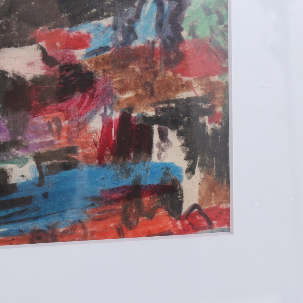 Paul Chidlaw Abstract Oil Pastel Drawing