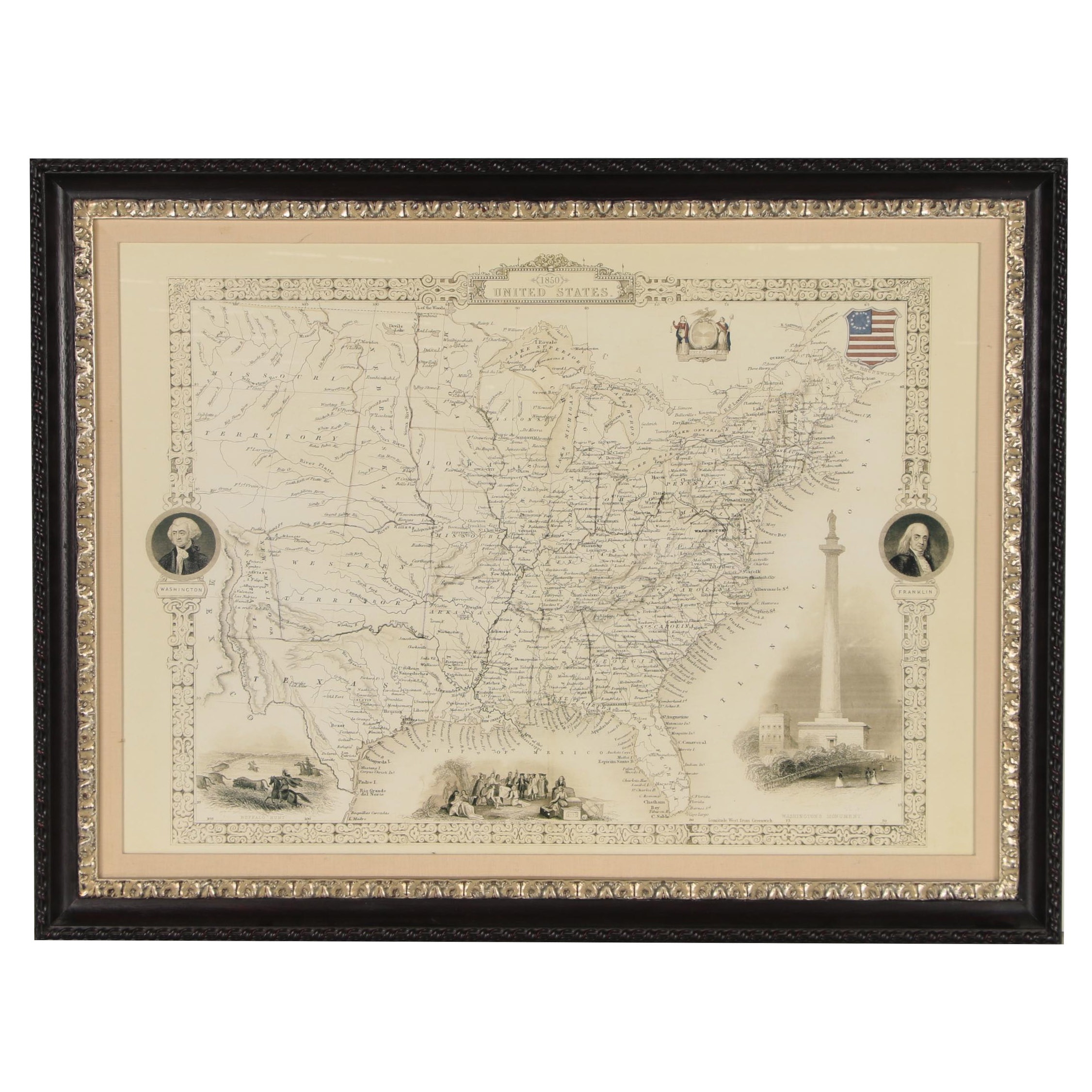 Giclée Map after John Tallis "1850 United States"